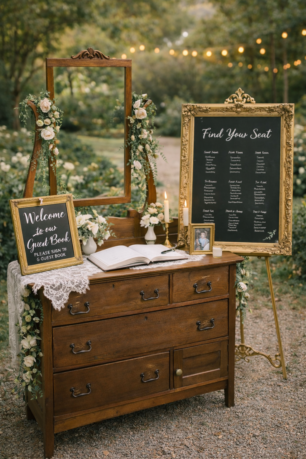 Willow Garden Guest Book & Seating Chart Station