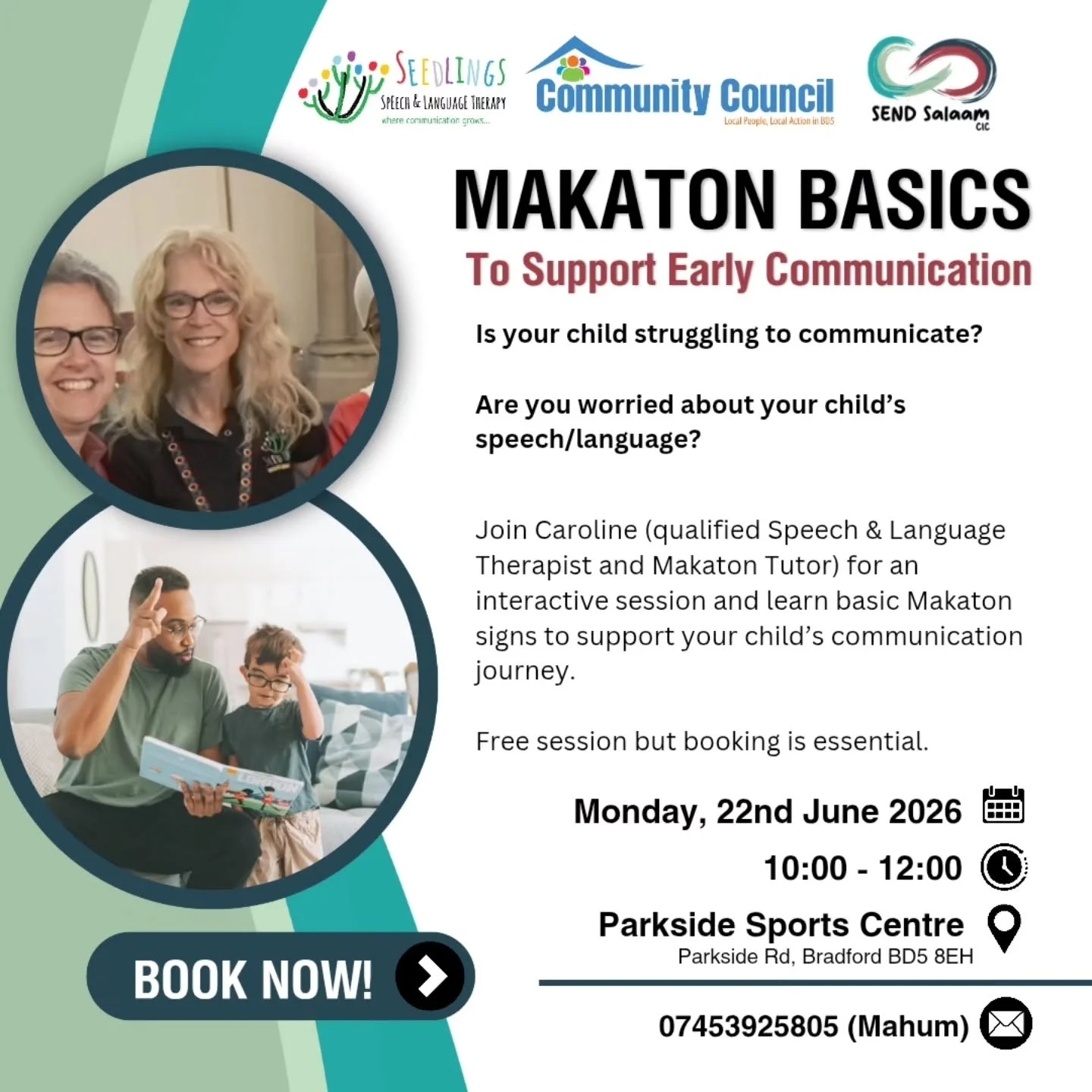 Our third and final Makaton Basics session is taking place on Monday, 22nd June at the Parkside Sports Centre with Caroline from @seedlingsslt

Caroline is a qualified Speech &amp; Language Therapist with over 25 years of experience and she's also a 