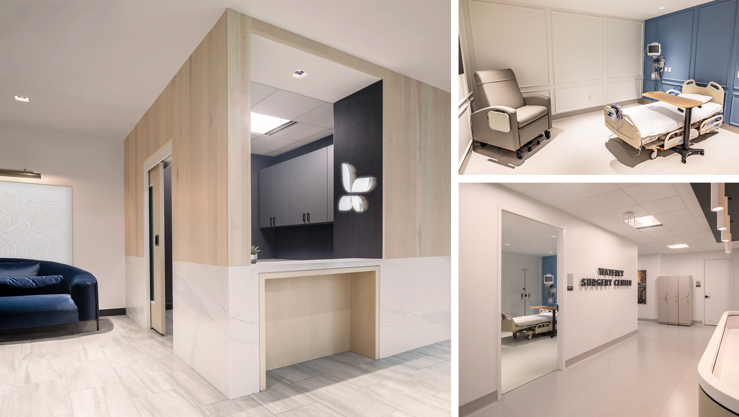 Images of a contemporary design of a surgery center.