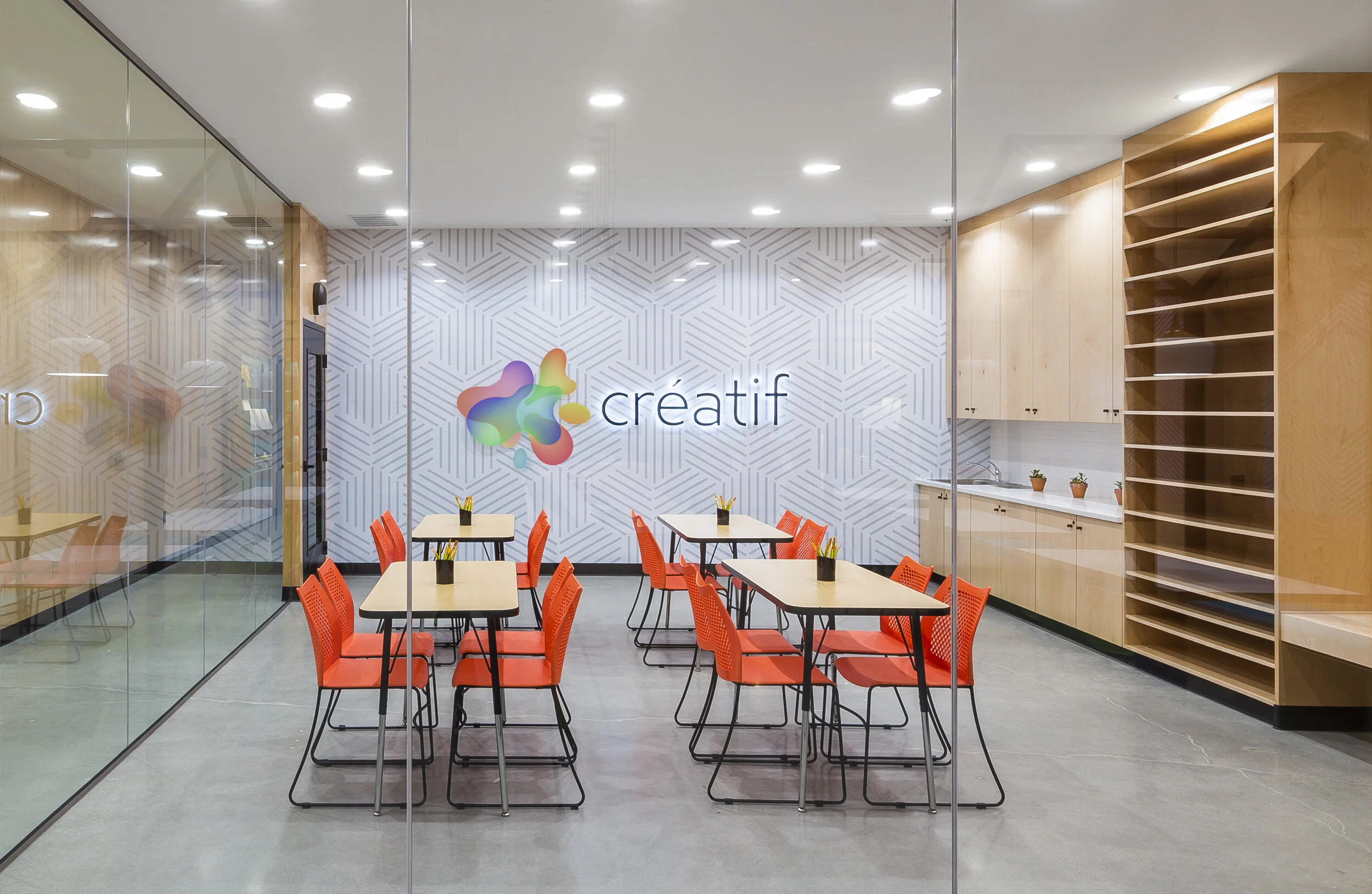 A private instruction classroom within a retail art & craft studio.