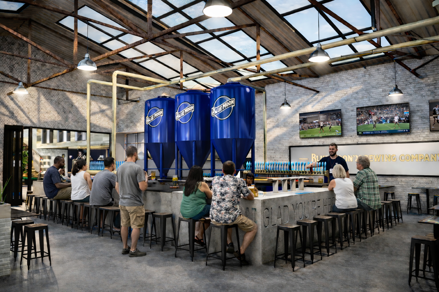 Concpet rendering of a tap house bar for a major beverage brand