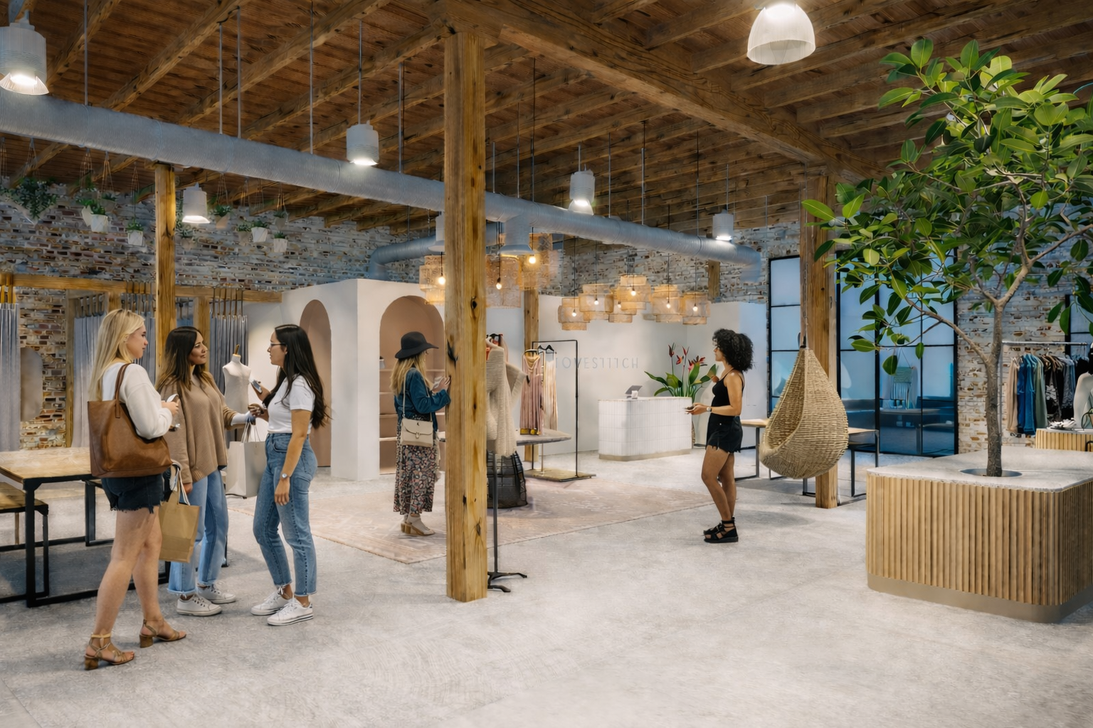 A concept rendering of a chic retail store downtown Los Angeles.