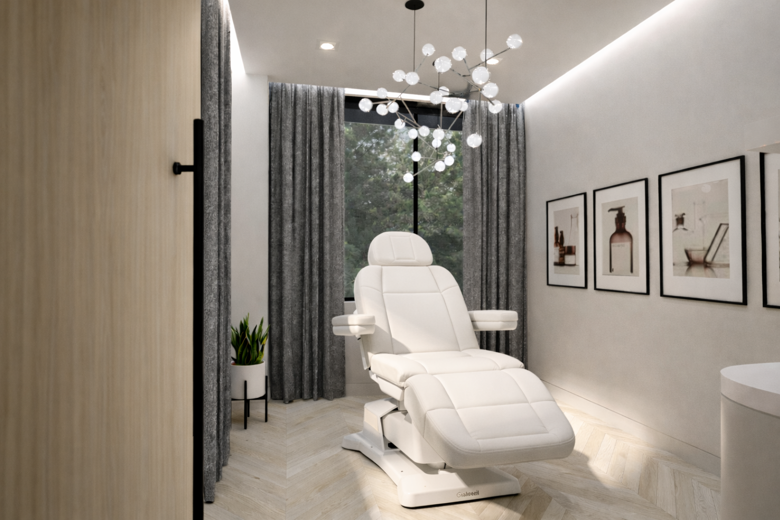 A calming treatment room at a Med Spa
