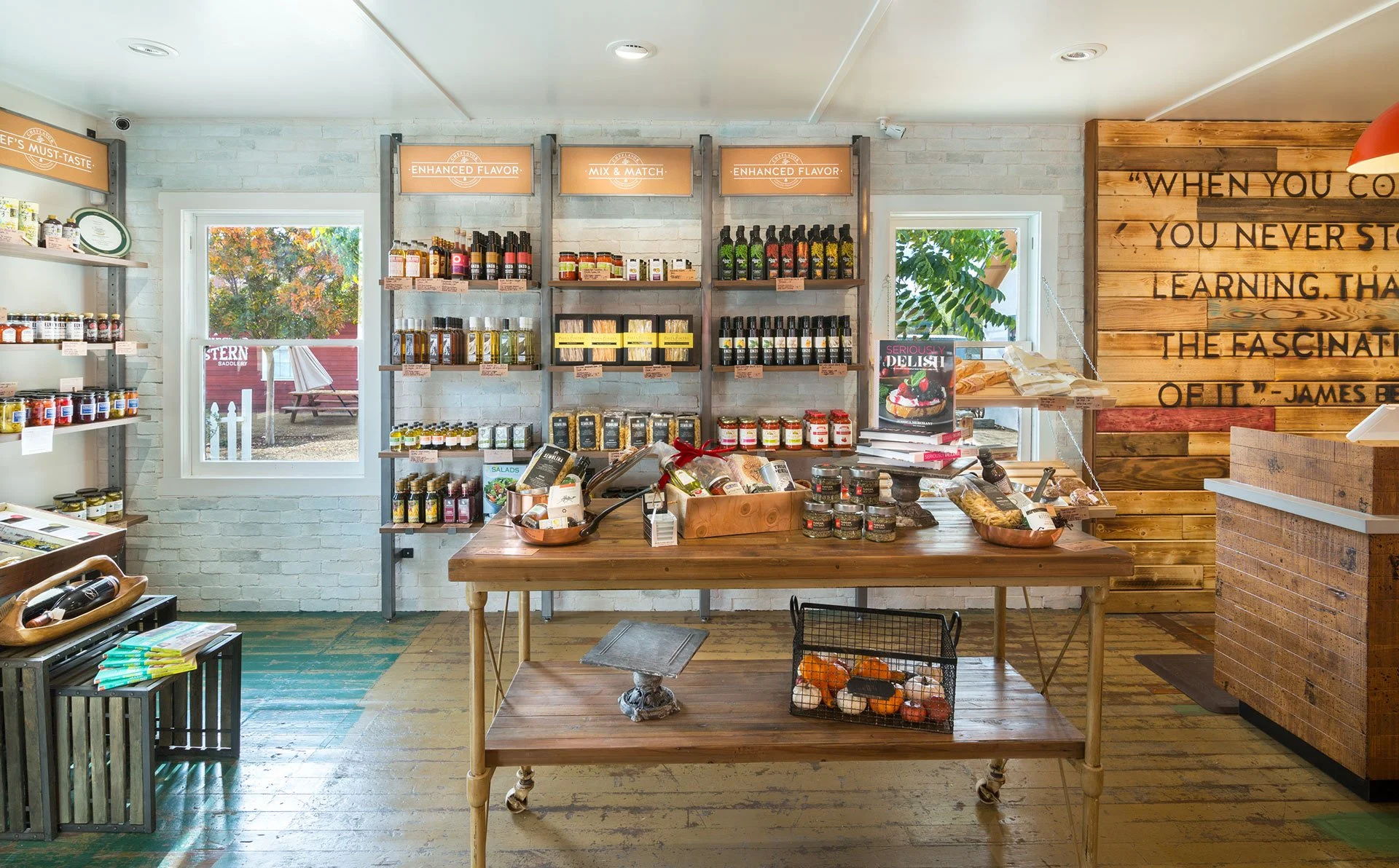Rustic gourmet shop design