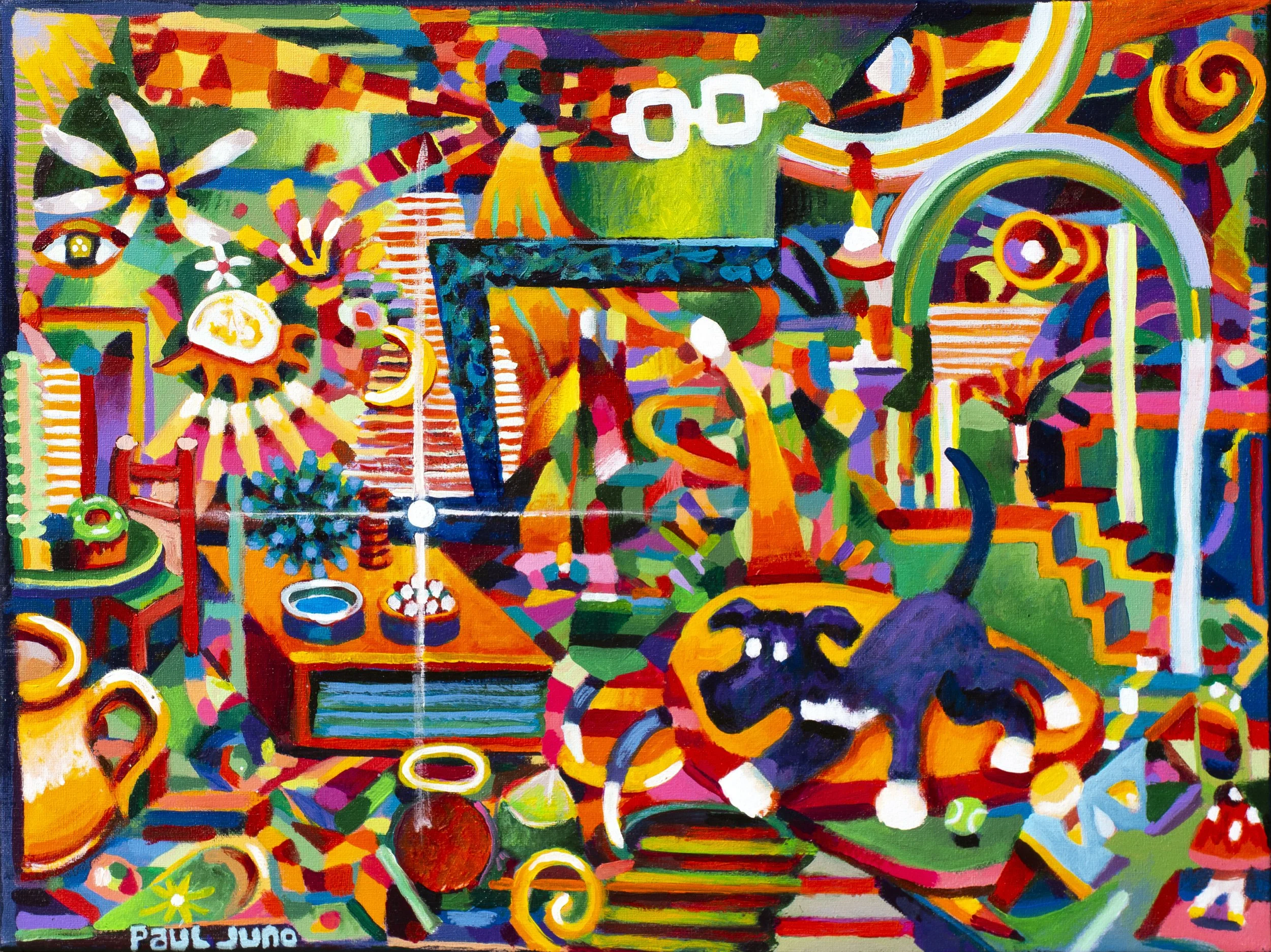 Feeding Picasso or the Evening Hungriness in the West | acrylic on 16x20" canvas 2025  |