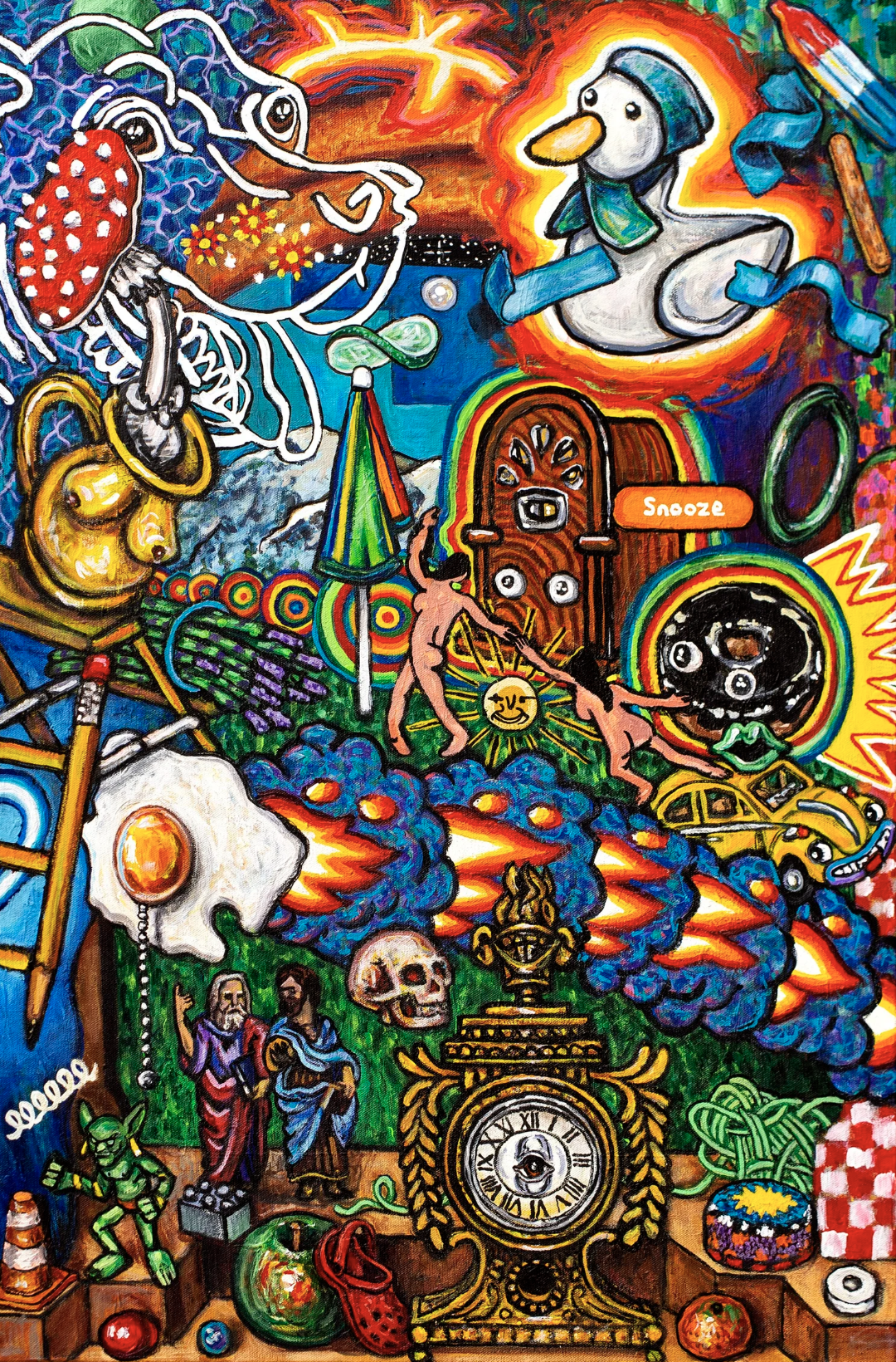 Welcome To The Shitshow; Any% Speedrun World Record (Fiery Egg Skip)
| 24×36” Acrylic on framed canvas, 2023 |