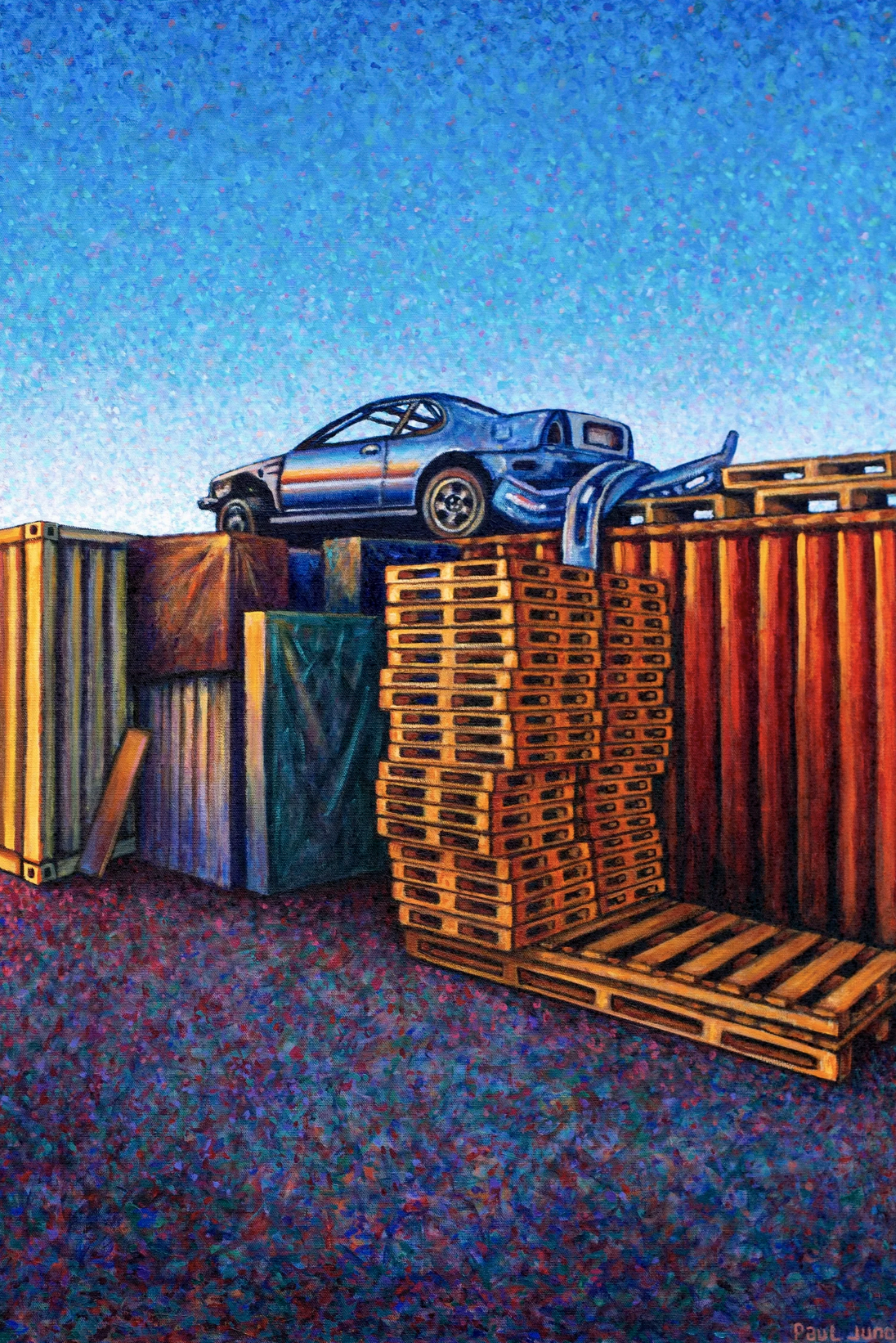 Pallet Stacks, Sunset Effect
| 24×36” Acrylic Painting on canvas, 2025 |