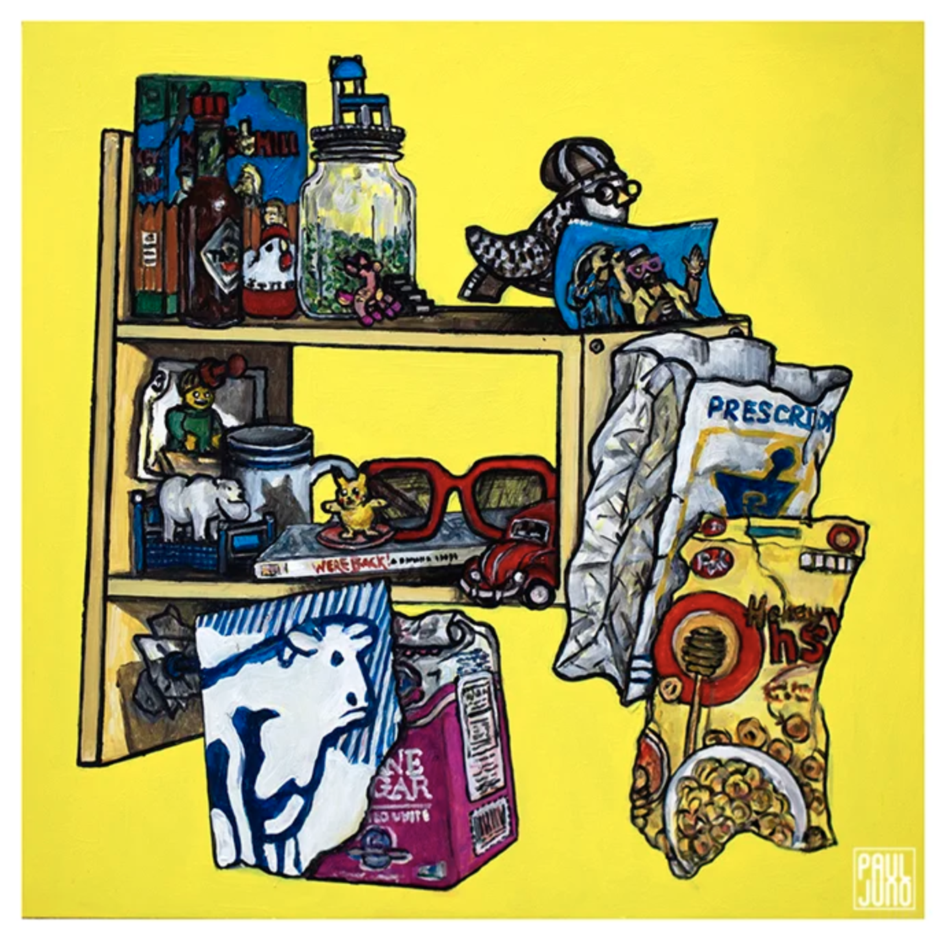 Objects on Shelf in Yellow
| 24×24” Acrylic Painting on wood panel, 2019 |