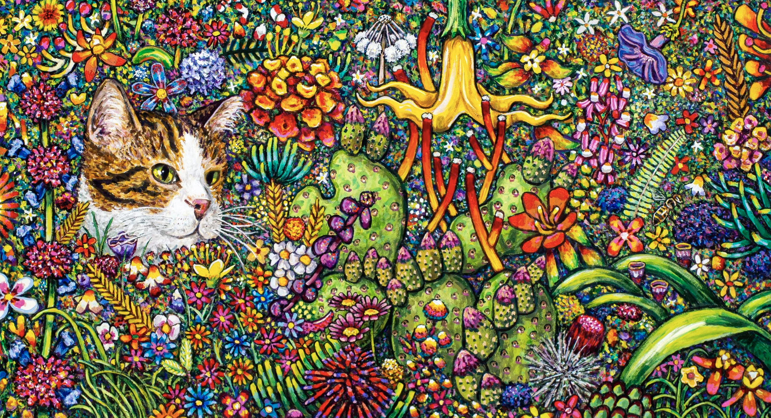 Razzle Among The Flowers
| 16×33" Acrylic on cold-pressed board, 2024 |
