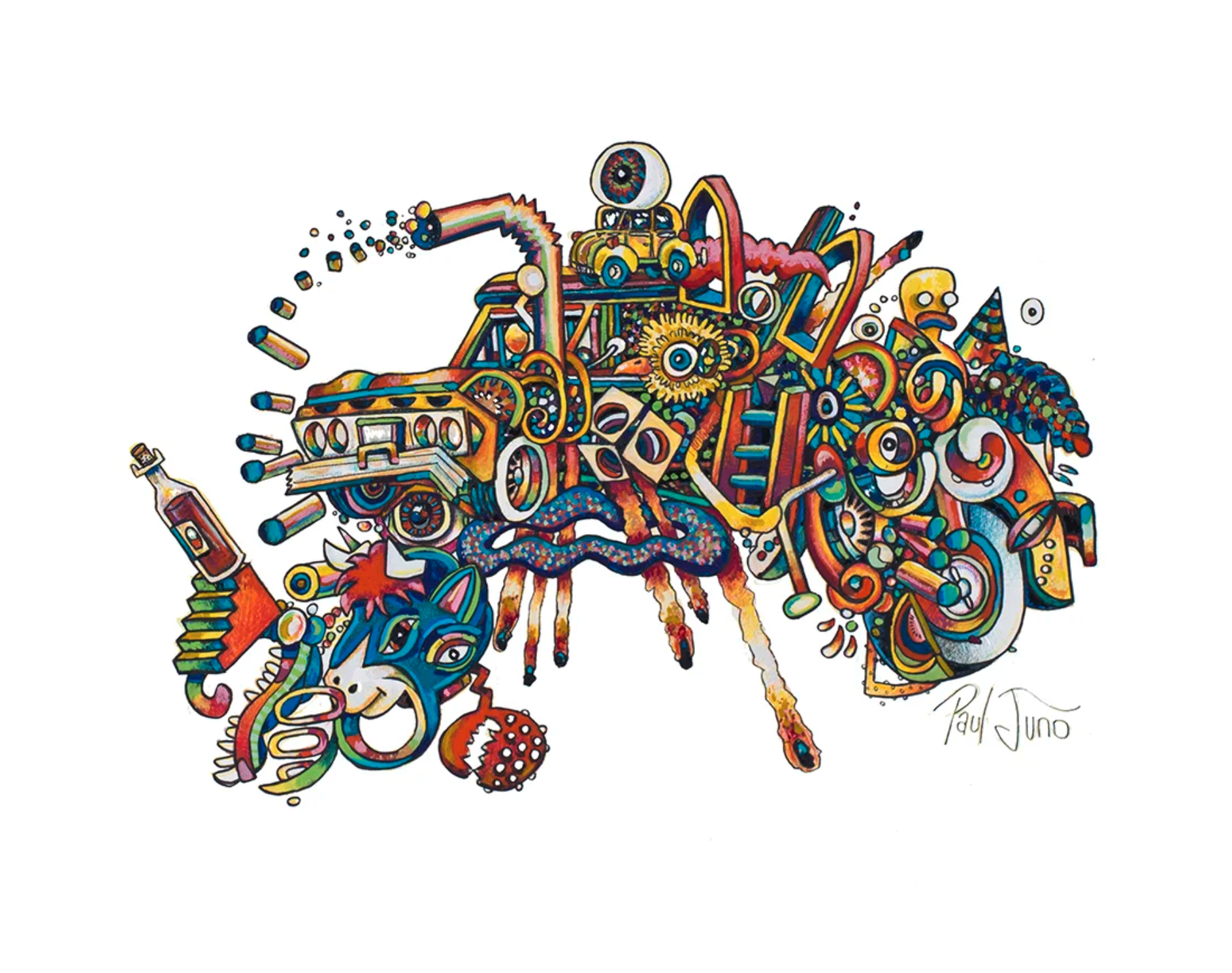 The GMC Transforms into a Flying Horse |
18×24” watercolor, color pencil and ink on paper, 2017 |