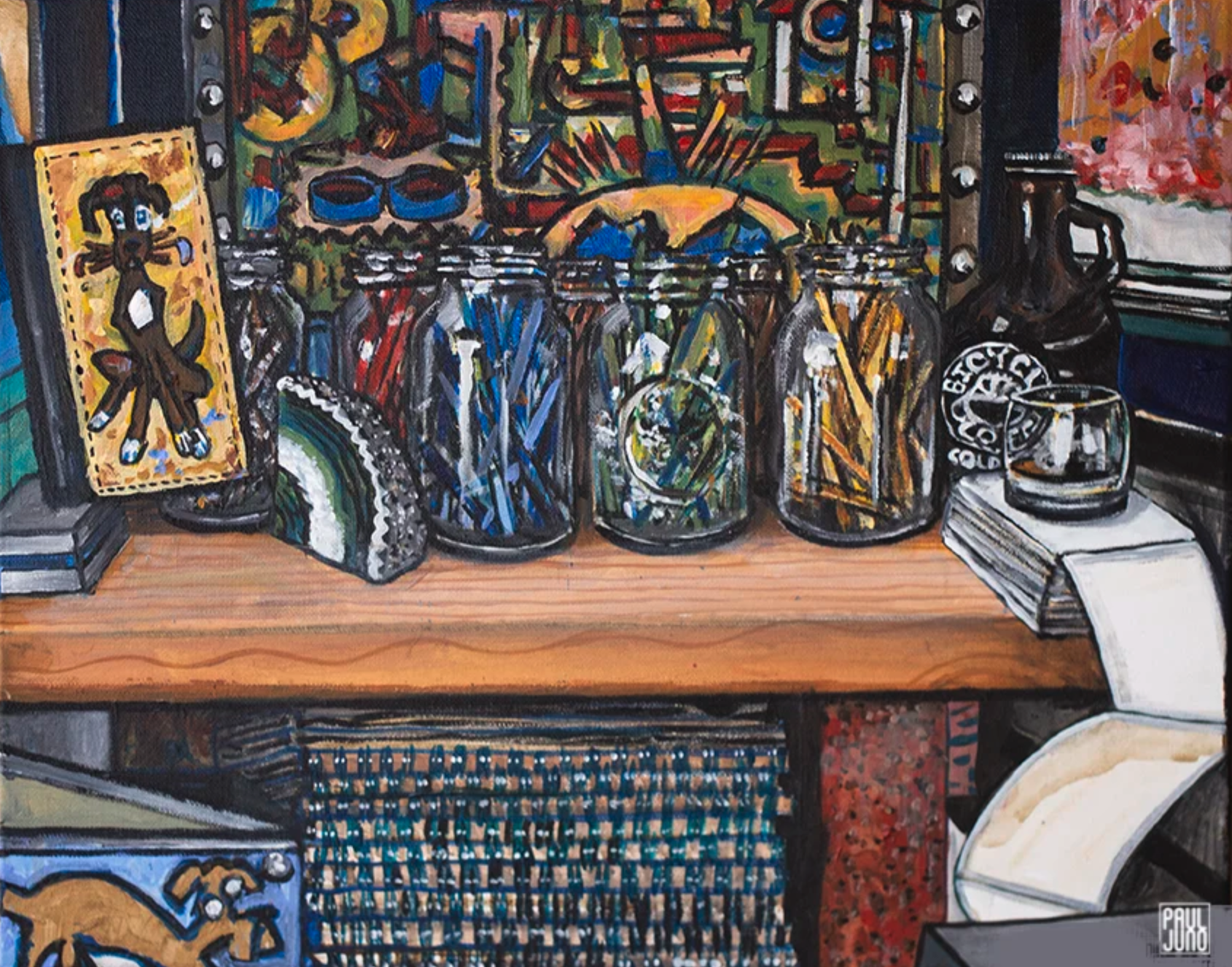 Color Pencils in Mason Jars |
16×20” Acrylic Painting on canvas, 2018 |