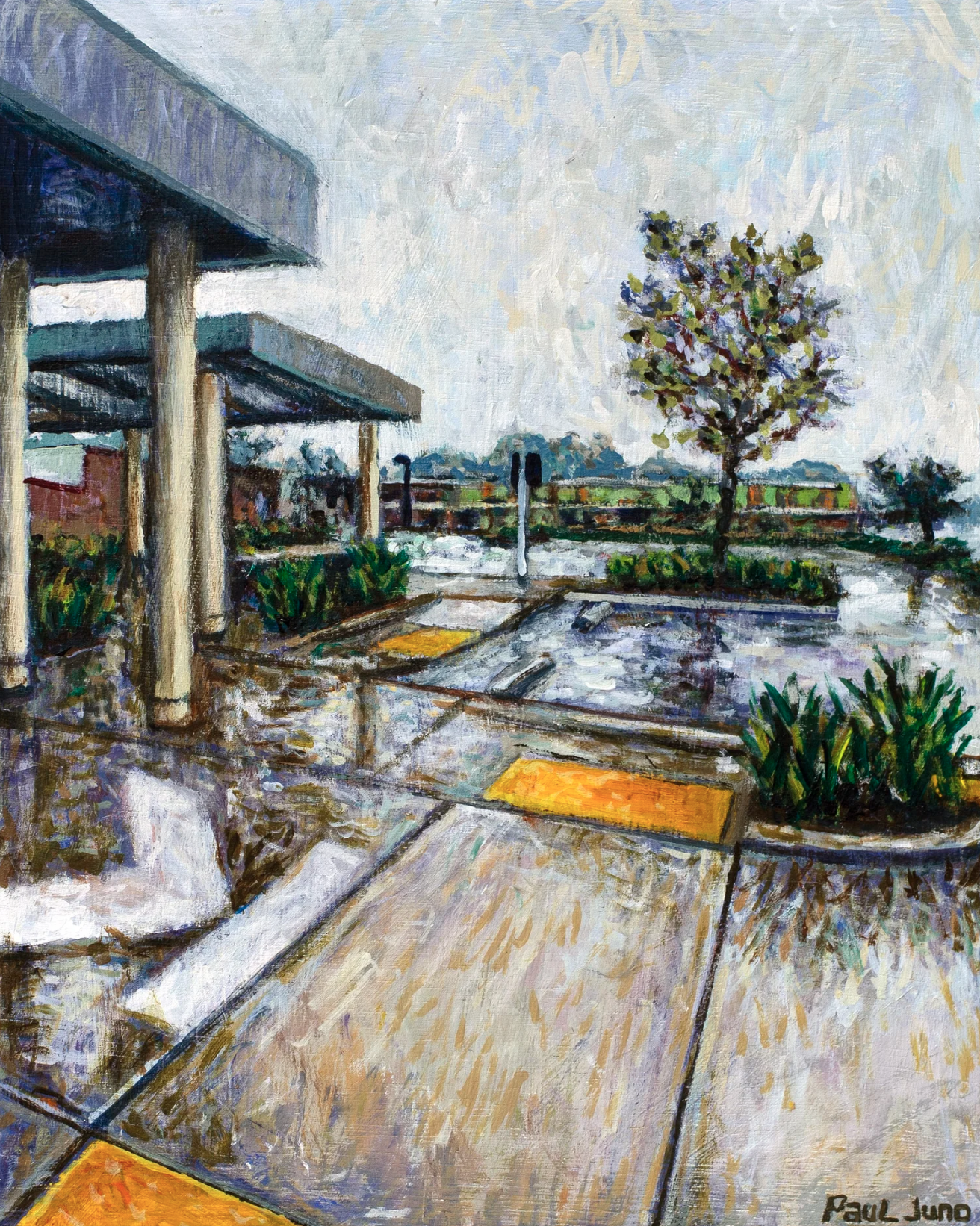 Waiting For A Coffee In The Rain
| 8×10” Acrylic on wood panel, 2025 |