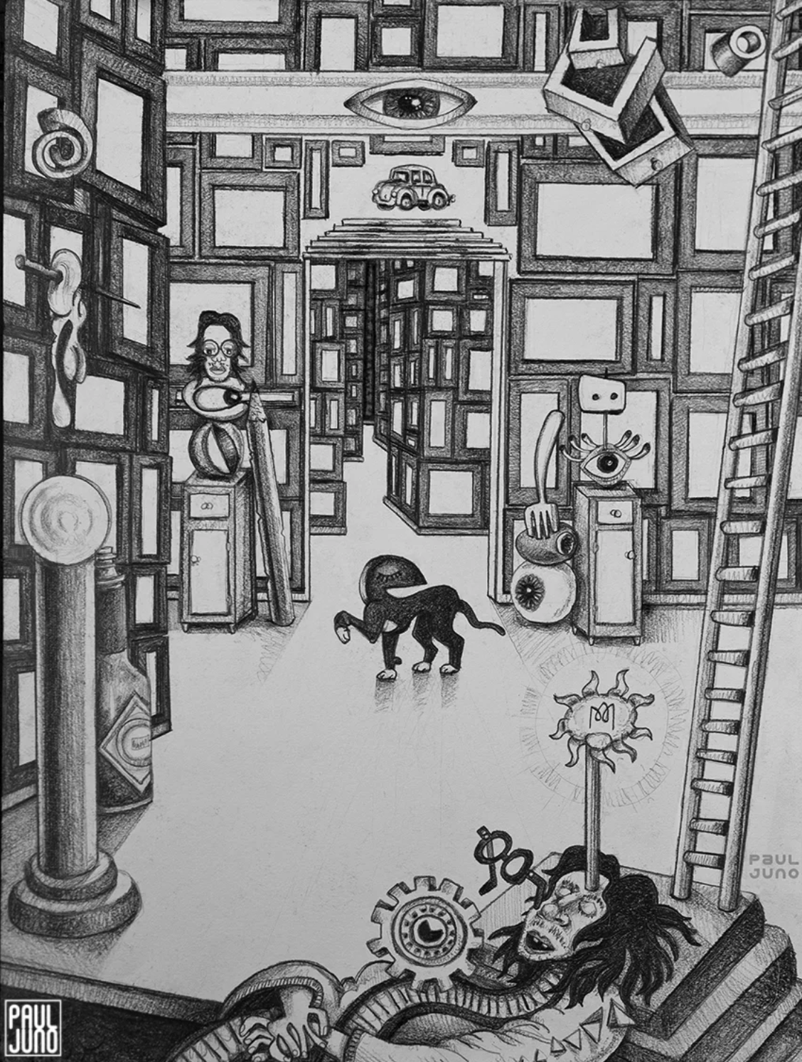 Hunting For An Idea In The Dreamscape |
18×24” graphite and ink on paper, 2016 |