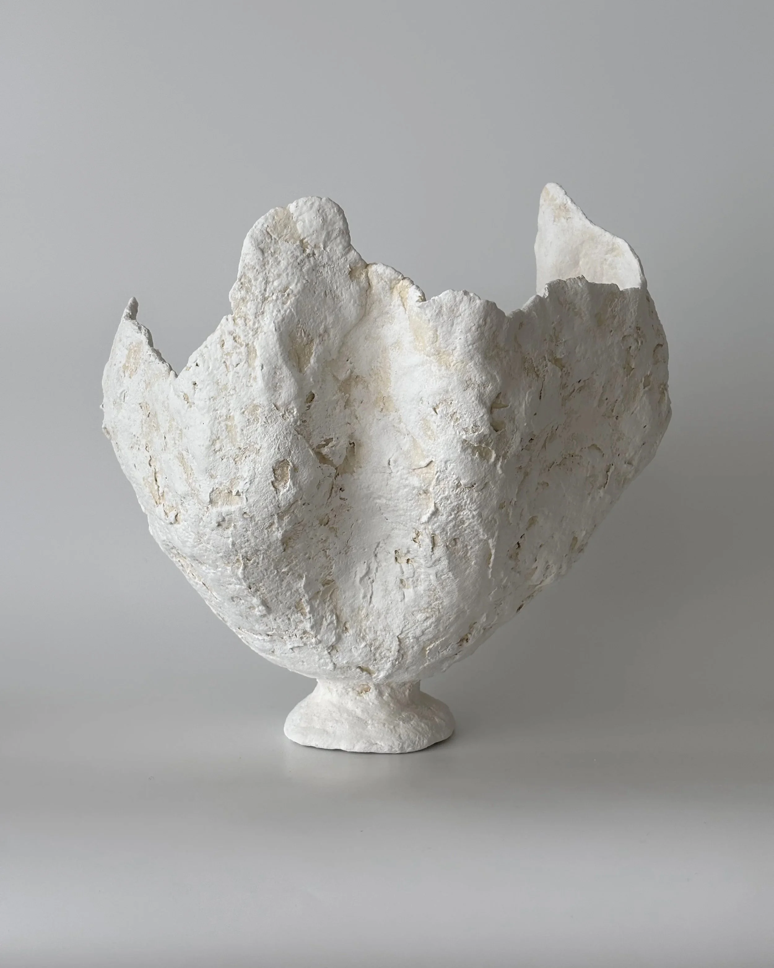 Petal Vase N.29, handmade paper clay vase, side view. Papier Atelier London
