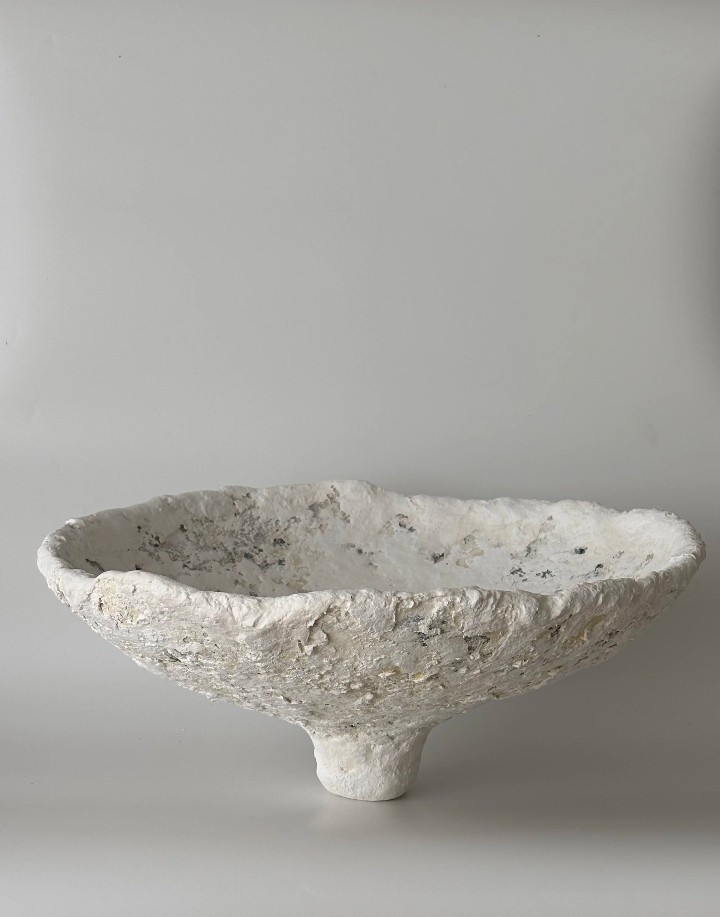 Large Bowl N.34, handmade paper clay bowl, side view. Papier Atelier London