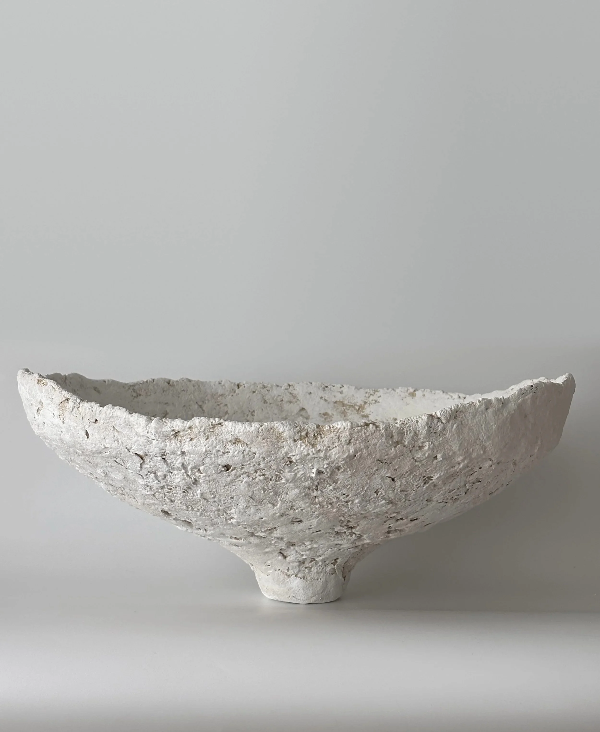 Wide Bowl N.32, handmade paper clay bowl, view from above. Papier Atelier London