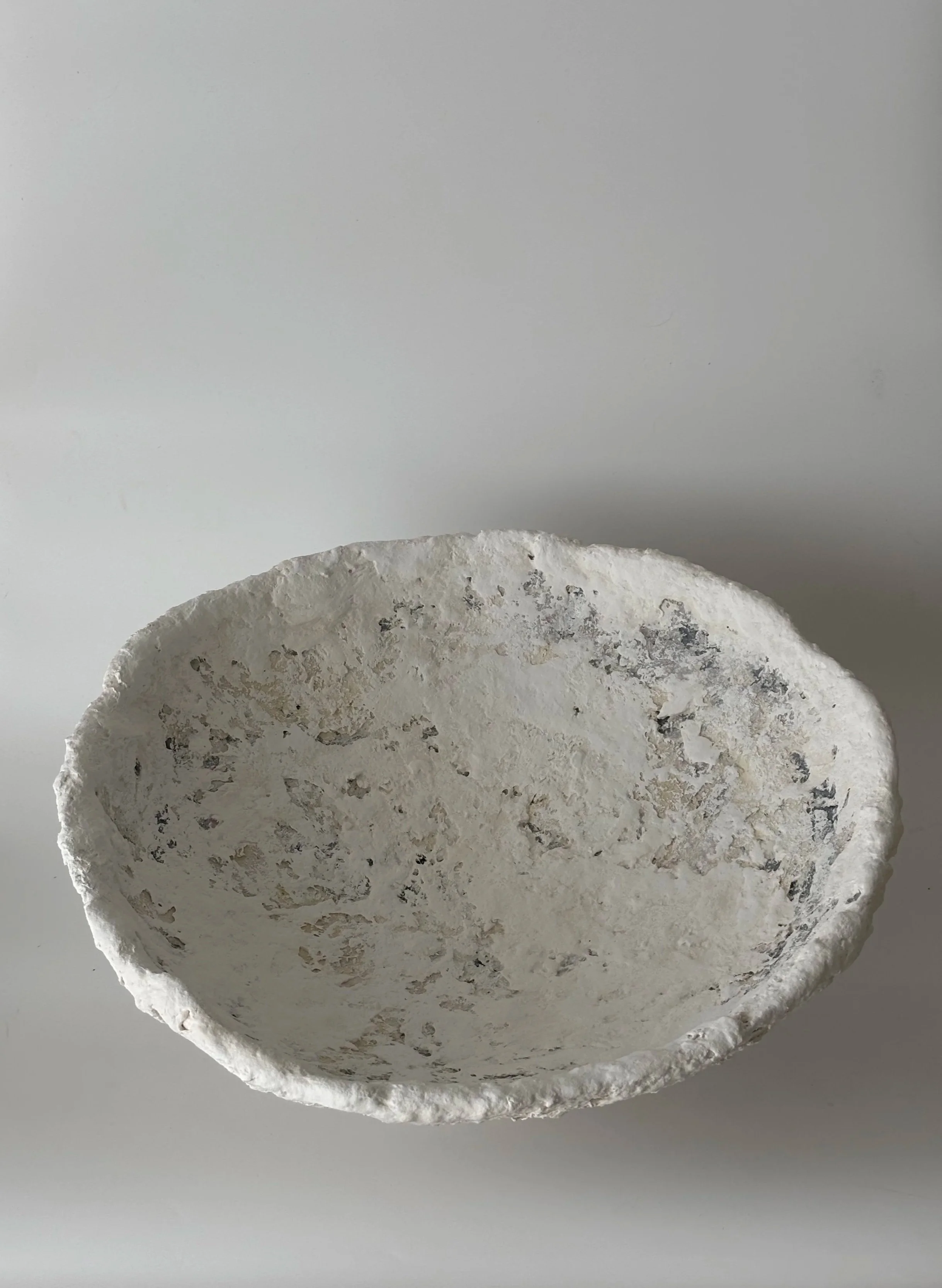 Large Bowl N.34, handmade paper clay bowl, view from above. Papier Atelier London