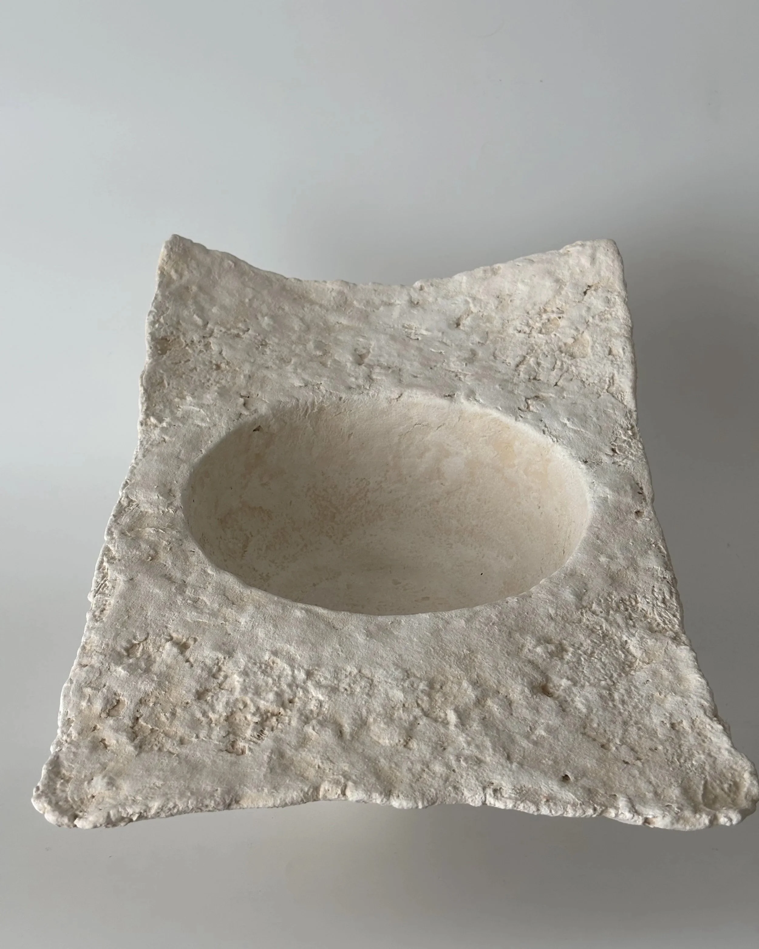Rectangular Bowl N.36, handmade paper clay bowl, view from above. Papier Atelier London