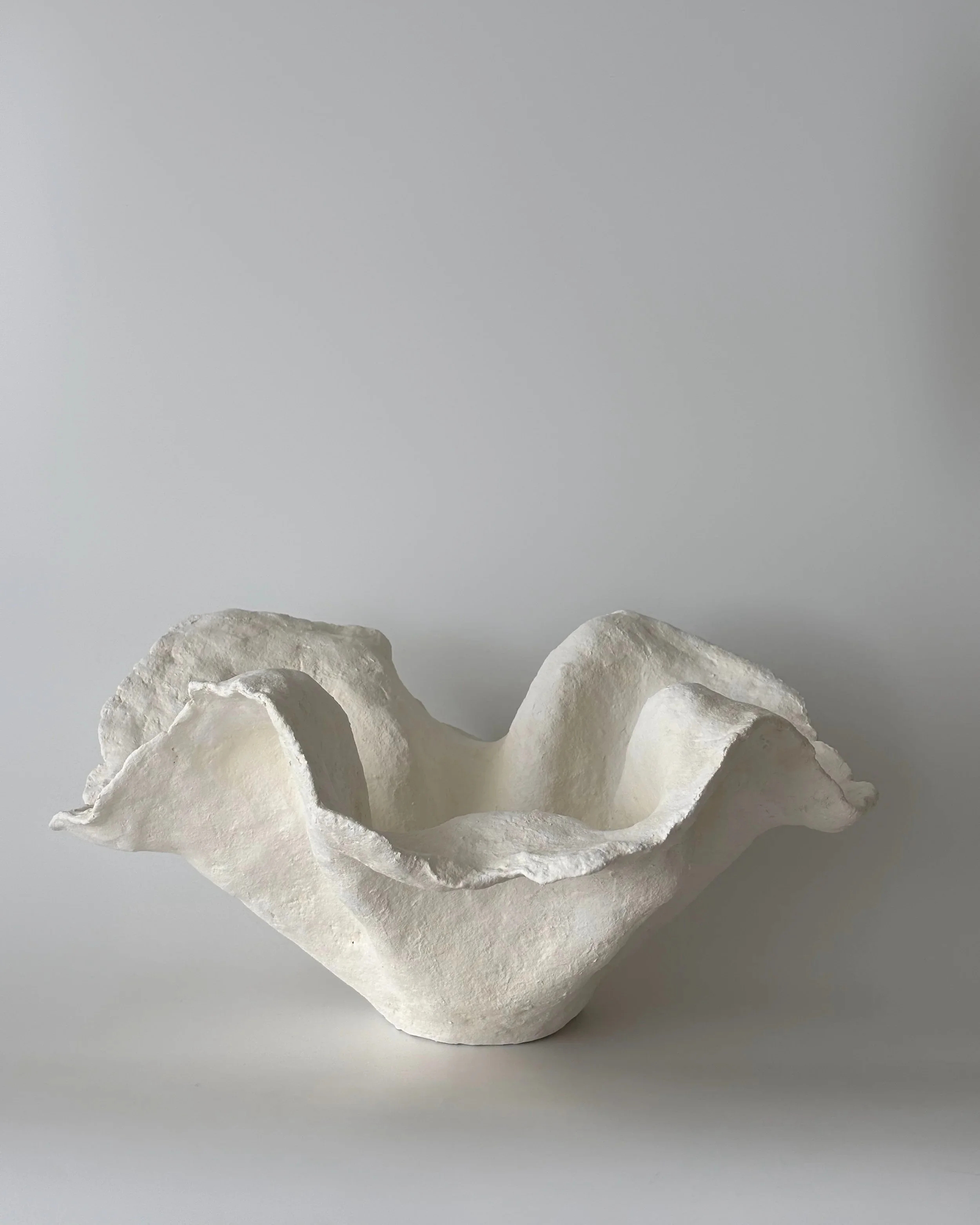 Handkerchief Bowl N.33, handmade paper clay bowl, front view. Papier Atelier London