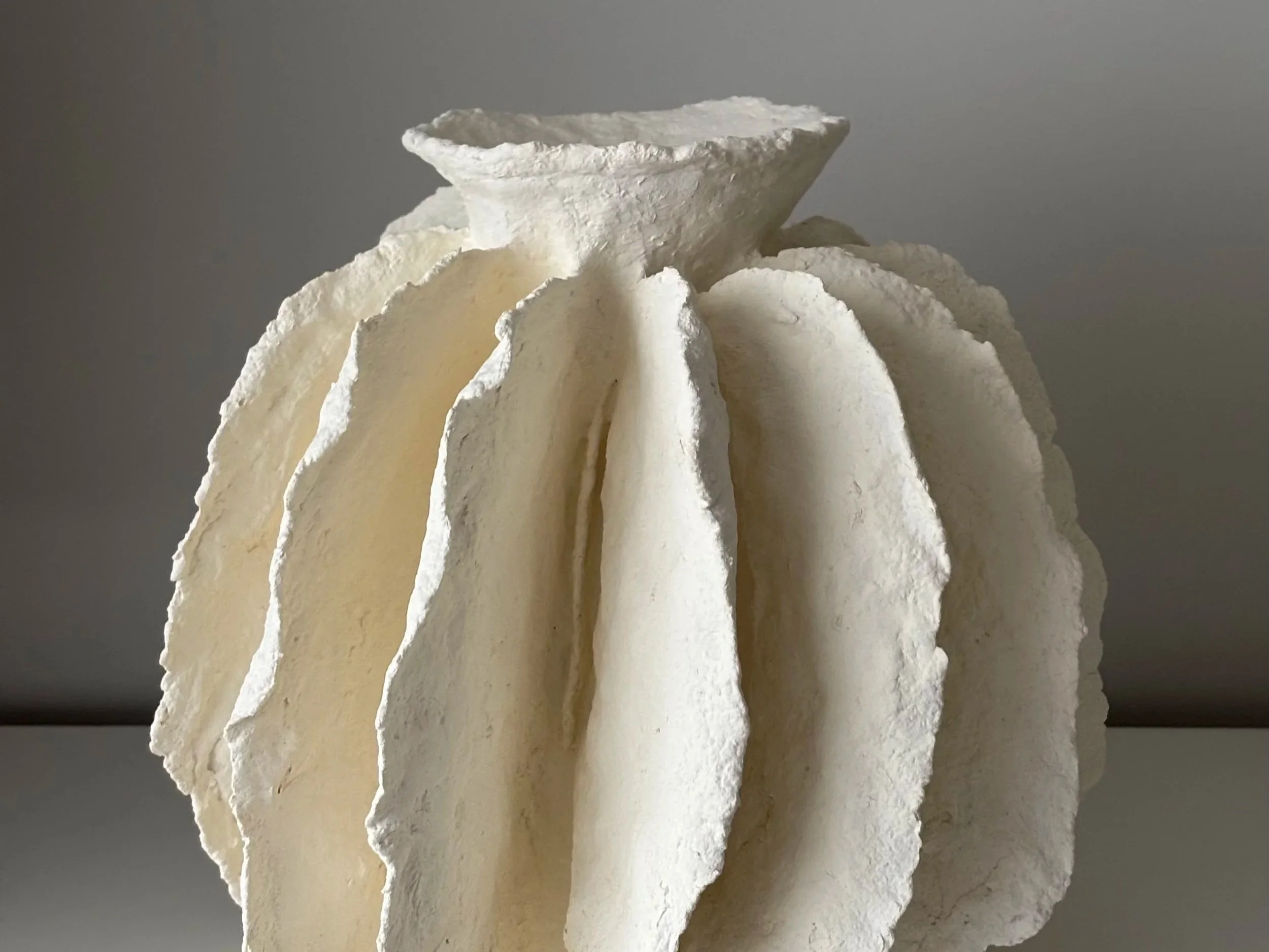 White Sculptural Pleated Vessel N.43