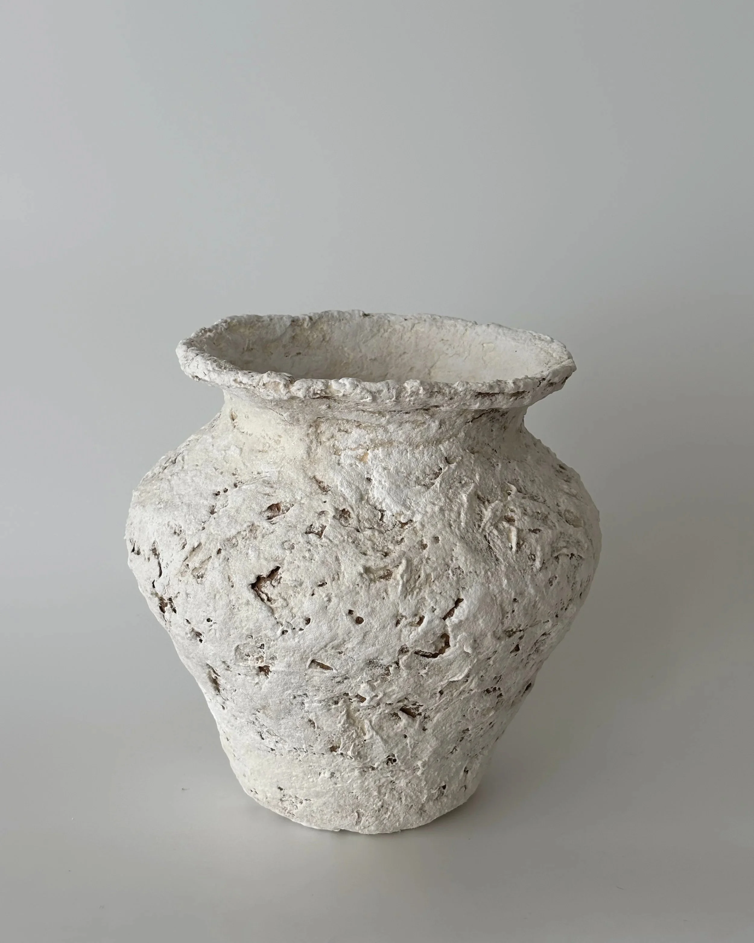 Vase N.61, handmade paper clay vase, view from above. Papier Atelier London