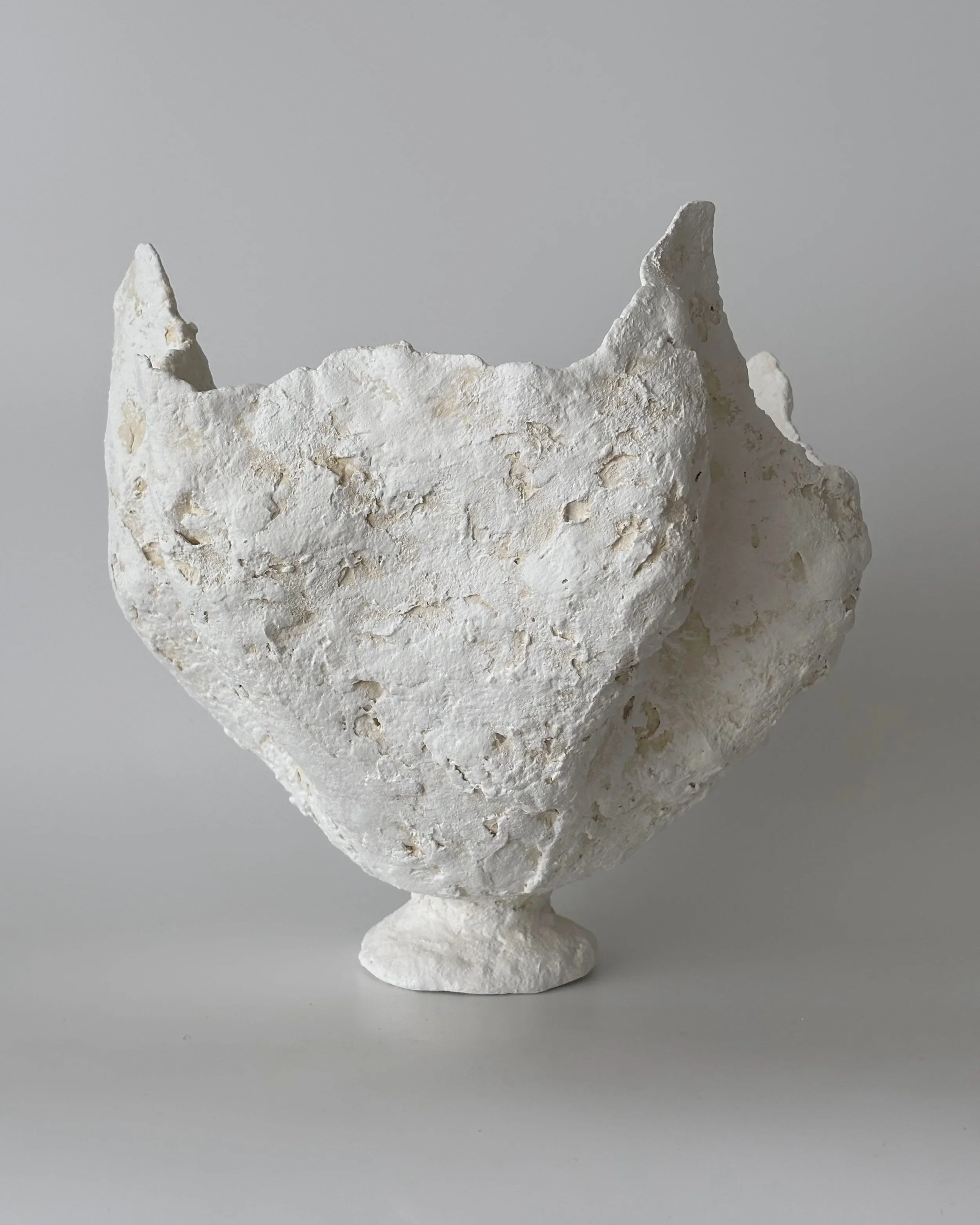 Petal Vase N.29, handmade paper clay vase, view from above. Papier Atelier London