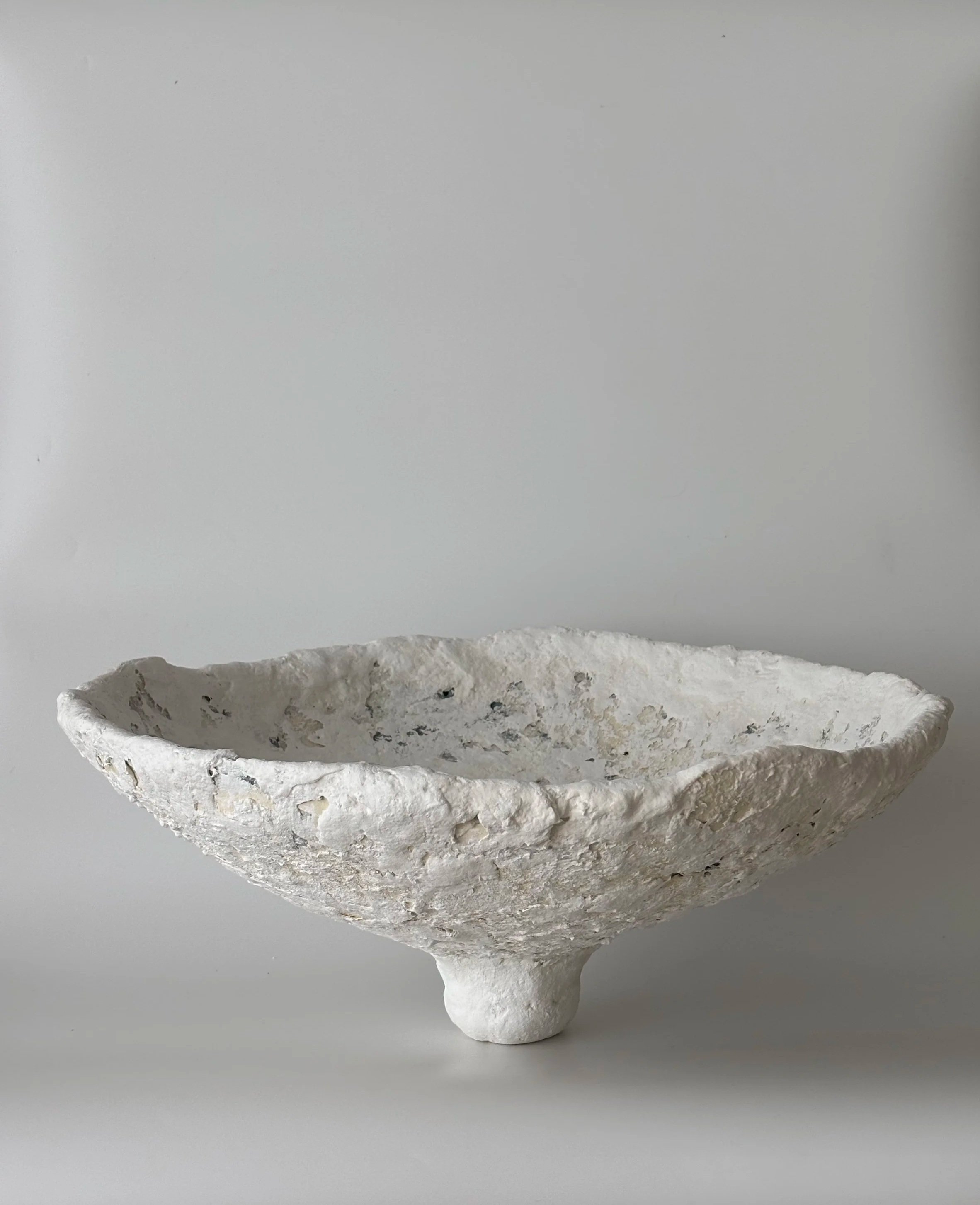 Large Bowl N.34, handmade paper clay bowl, front view. Papier Atelier London