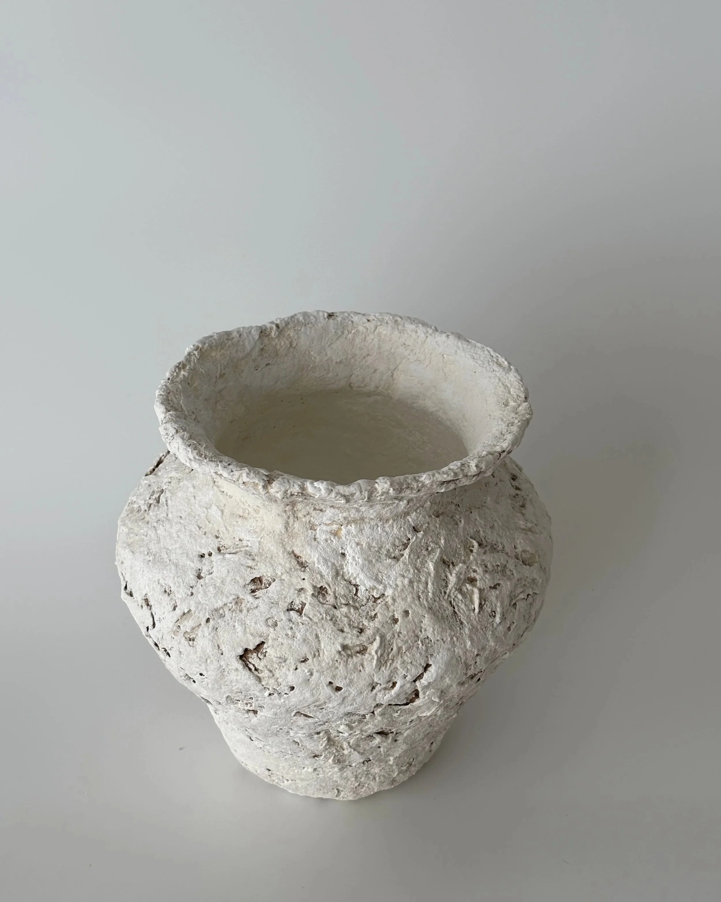 Vase N.61, handmade paper clay vase, surface detail. Papier Atelier London