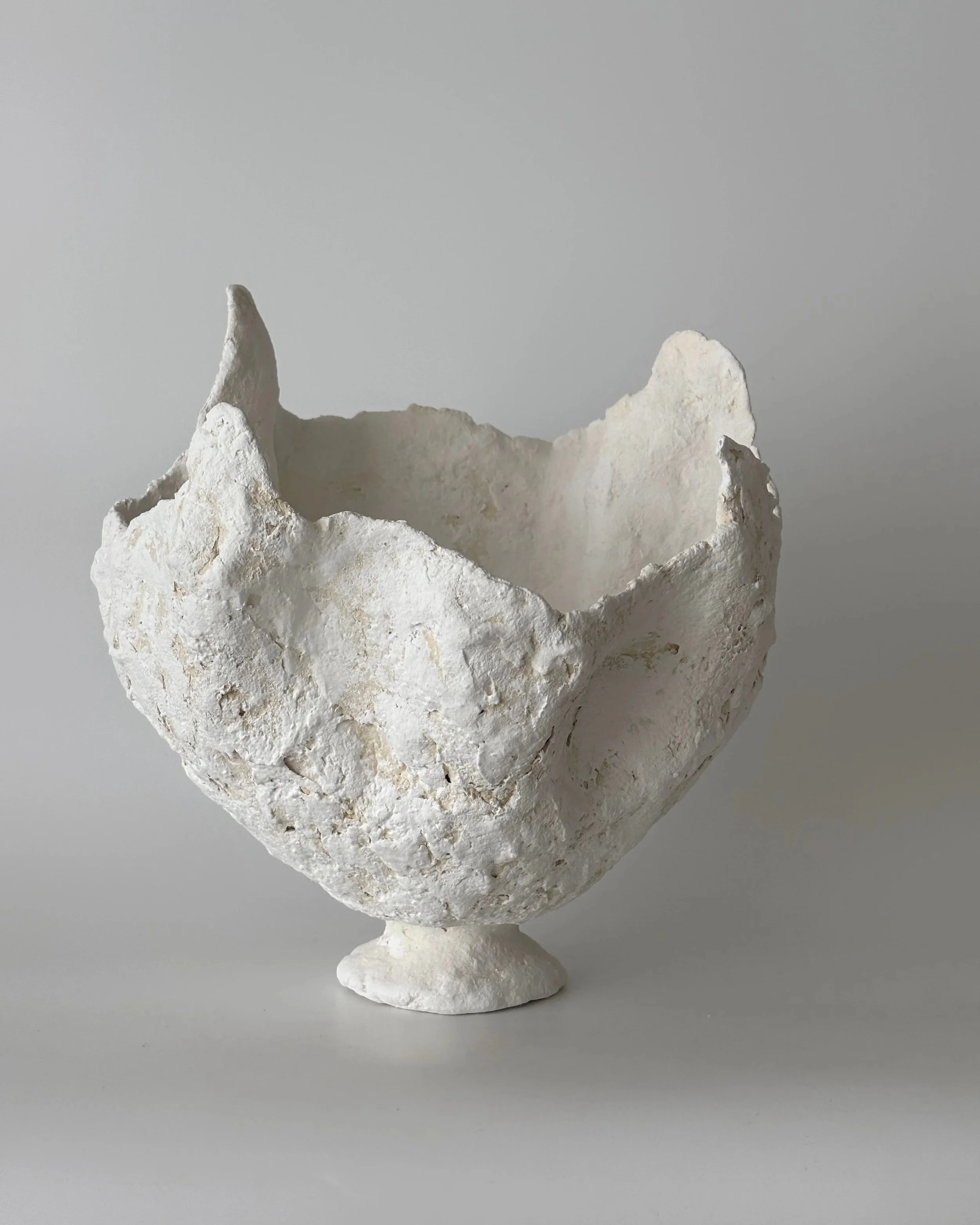 Petal Vase N.29, handmade paper clay vase, front view. Papier Atelier London