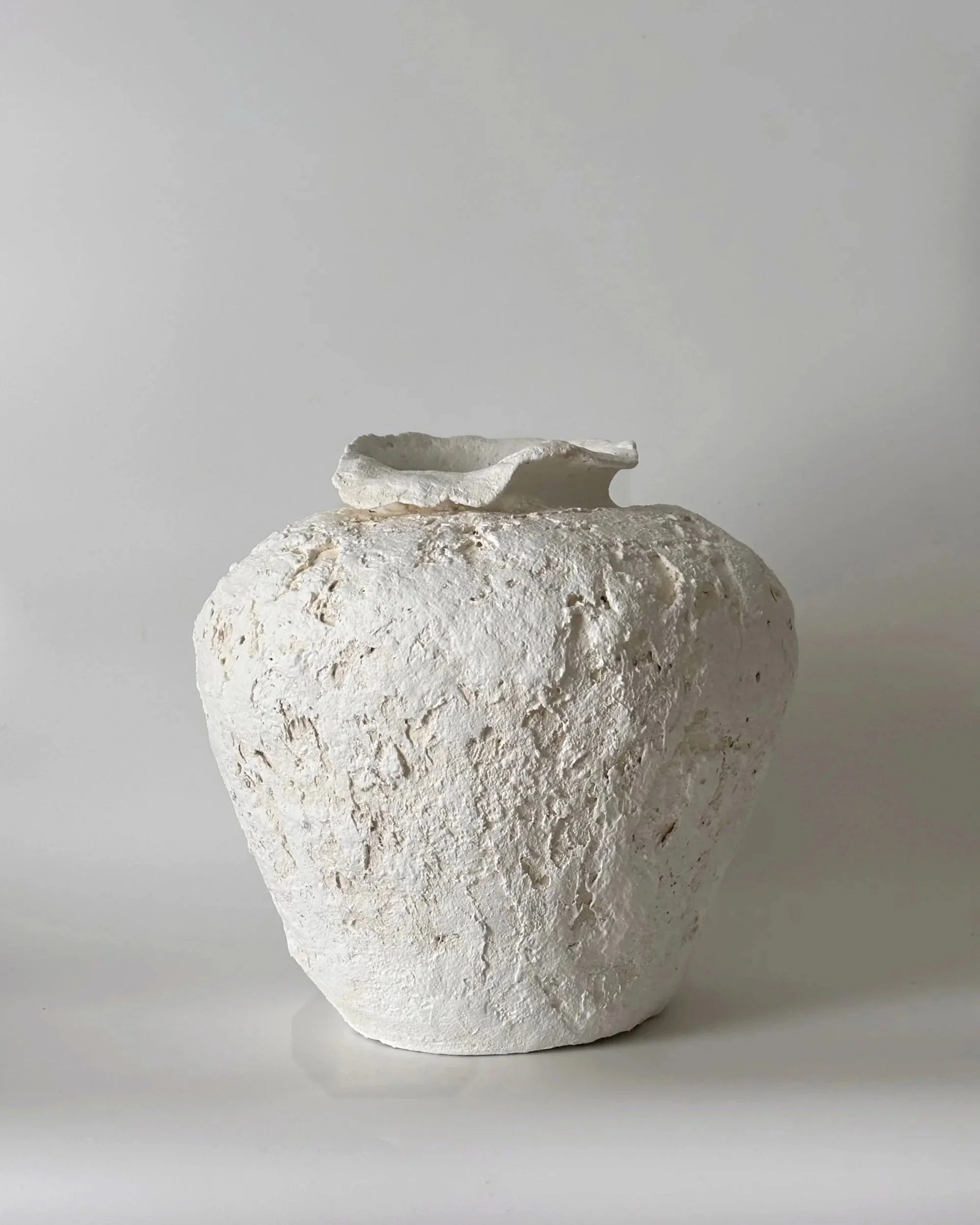 Vessel N.102, handmade paper clay vessel, front view. Papier Atelier London