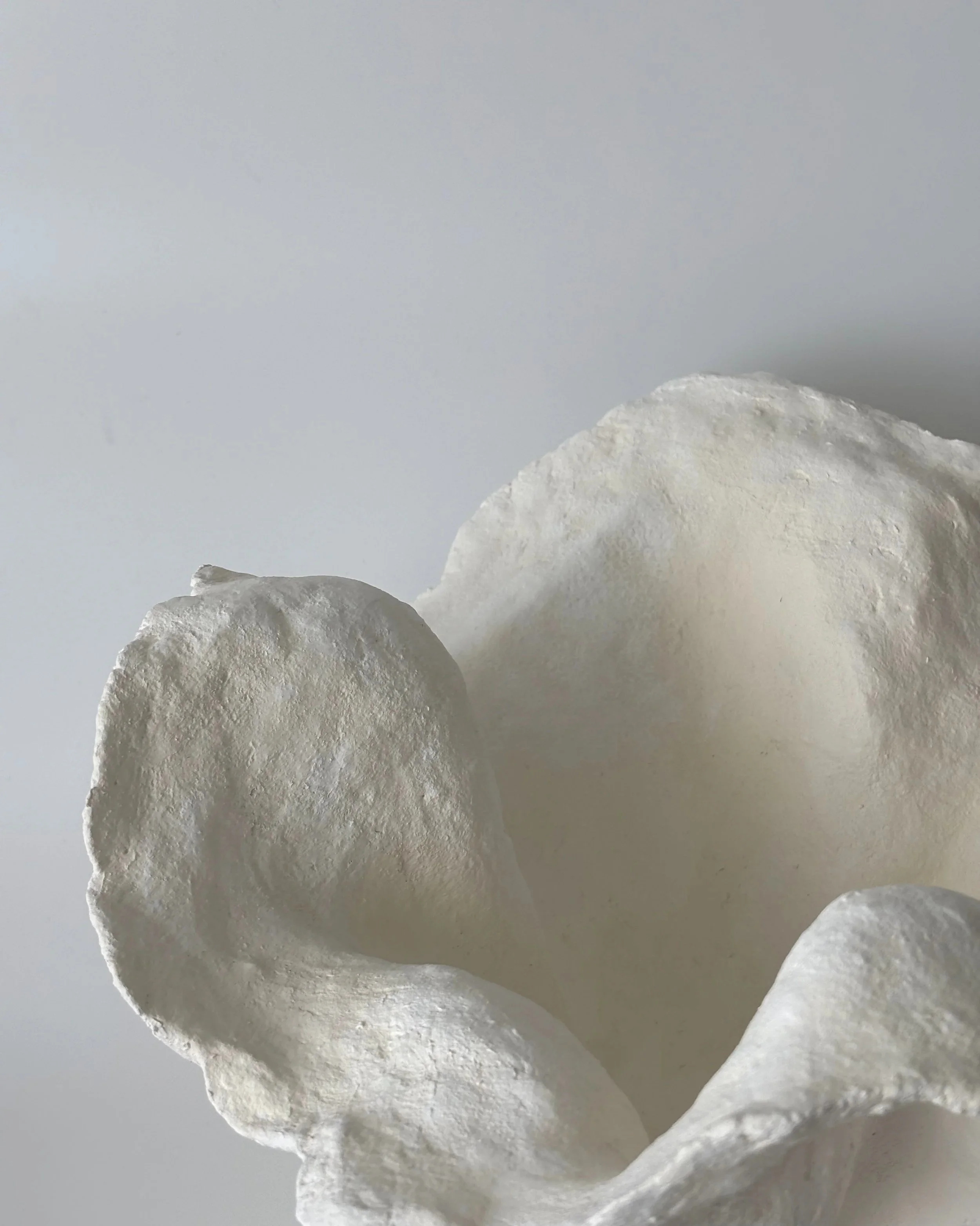 Handkerchief Bowl N.33, handmade paper clay bowl, view from above. Papier Atelier London