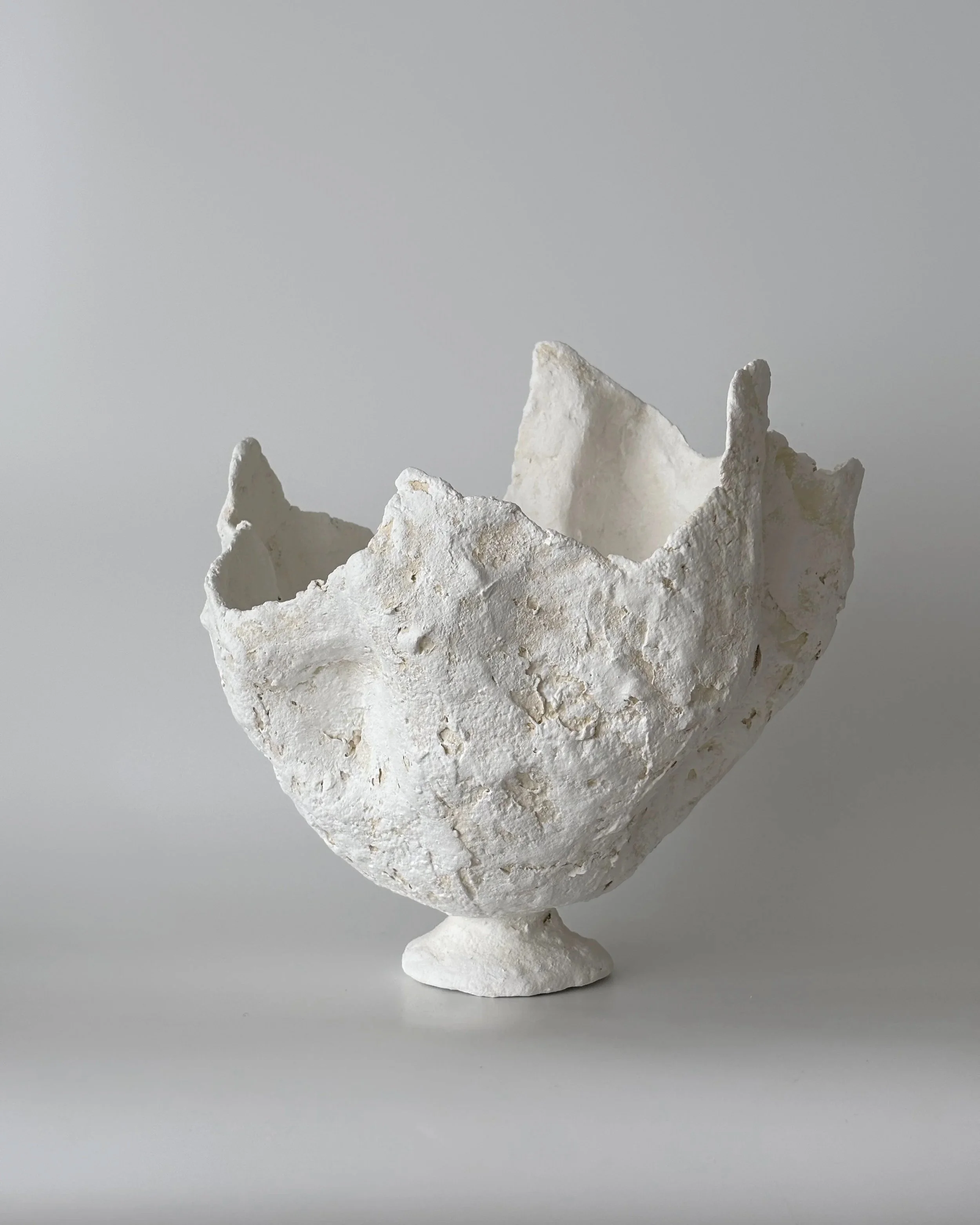 Petal Vase N.29, handmade paper clay vase, another angle. Papier Atelier London