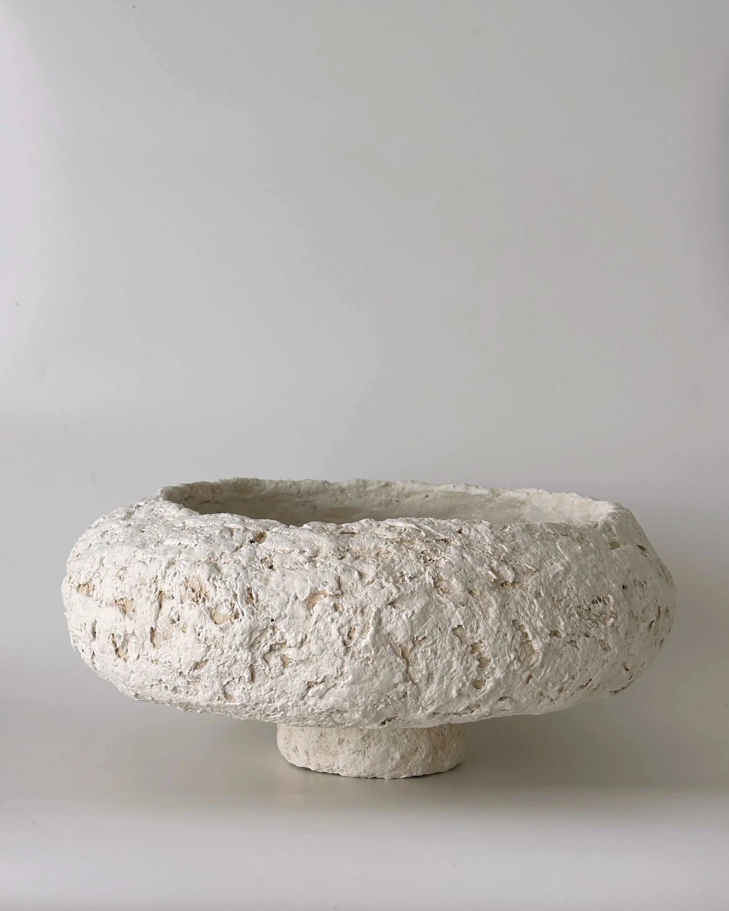 Textured Bowl N.37, handmade paper clay bowl, front view. Papier Atelier London