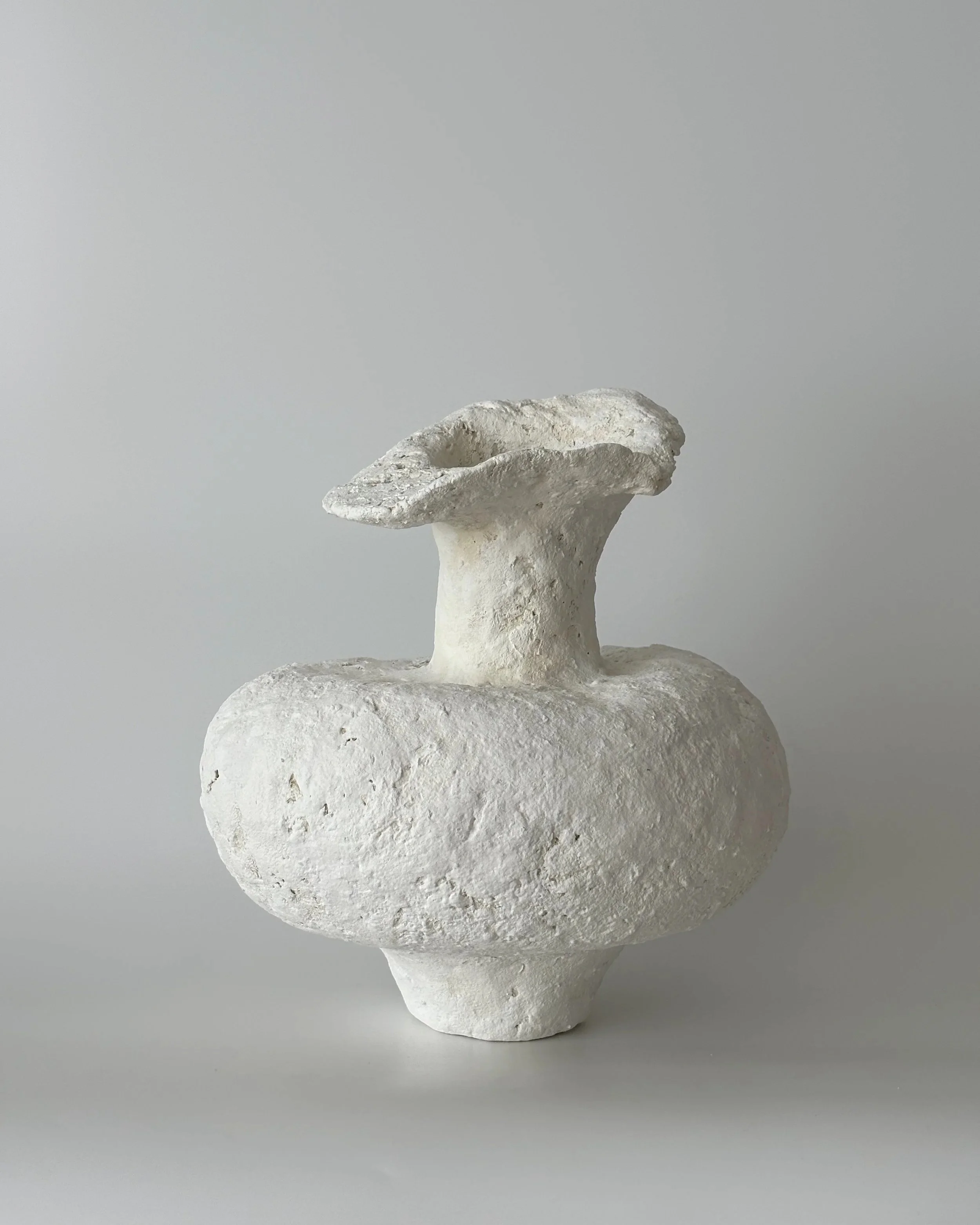 Asymmetric Vase N.48, handmade paper clay vase, another angle. Papier Atelier London