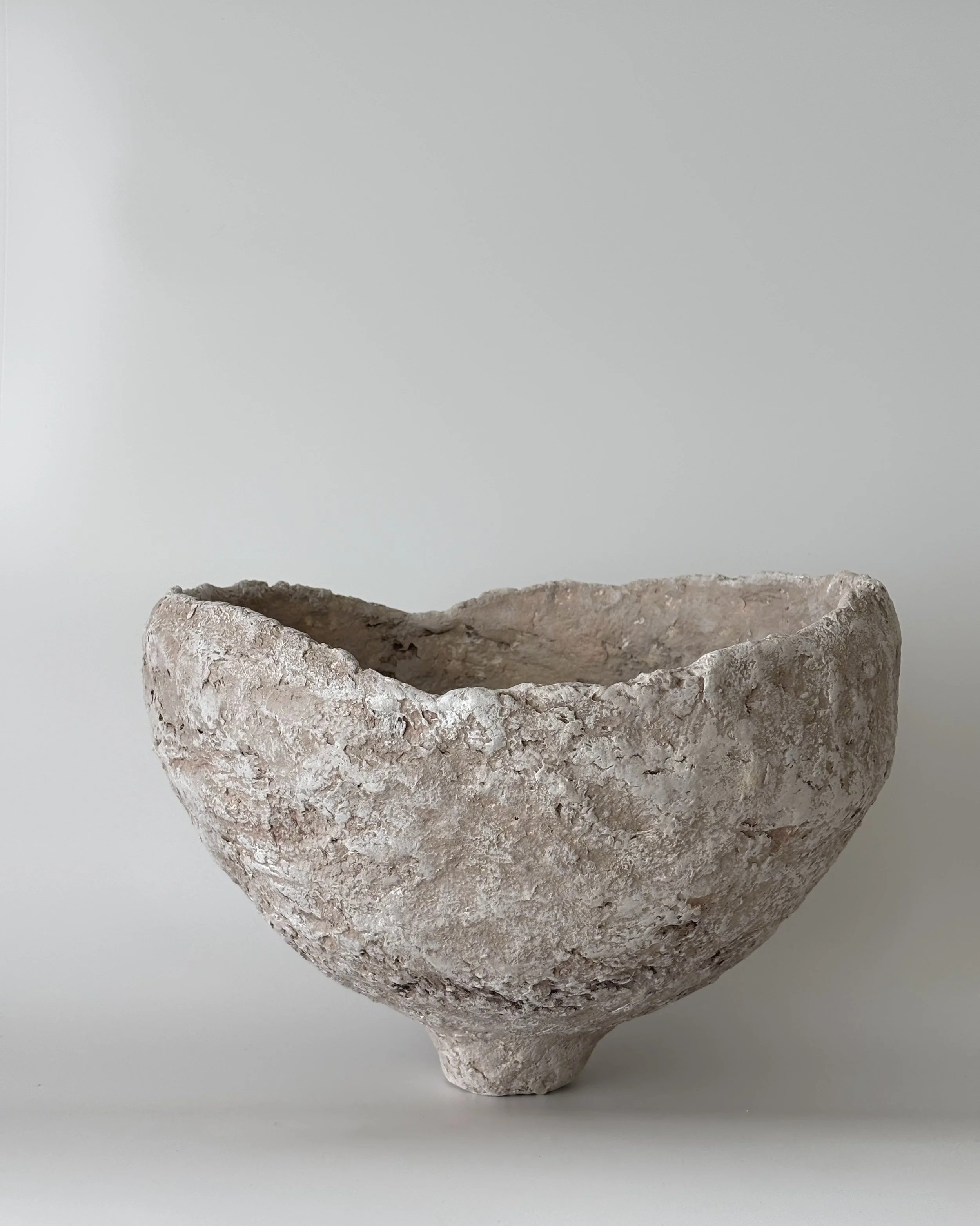 Asymmetric Bowl N.9, handmade paper clay bowl, another angle. Papier Atelier London