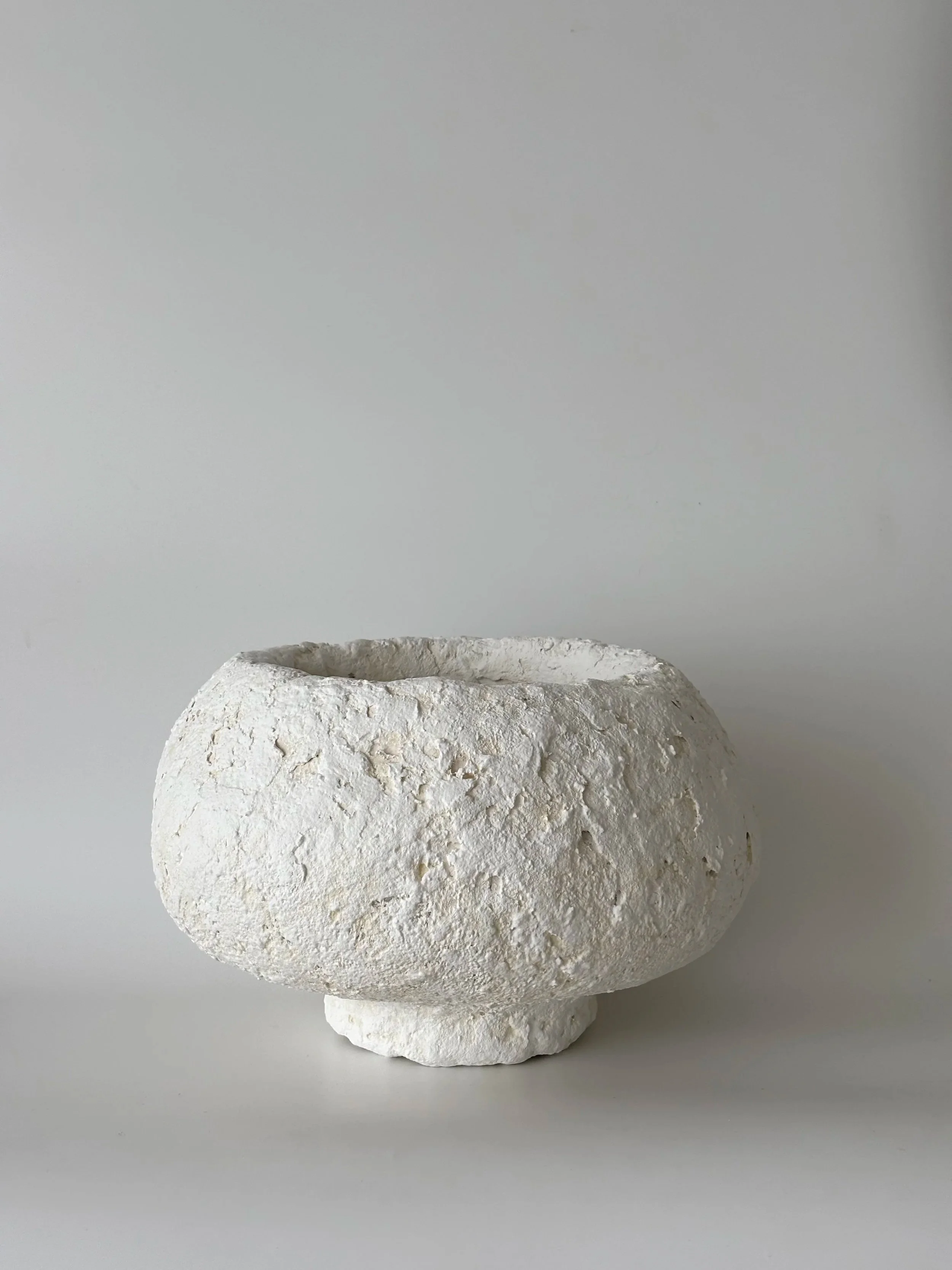 Footed Bowl N.27, handmade paper clay bowl, front view. Papier Atelier London