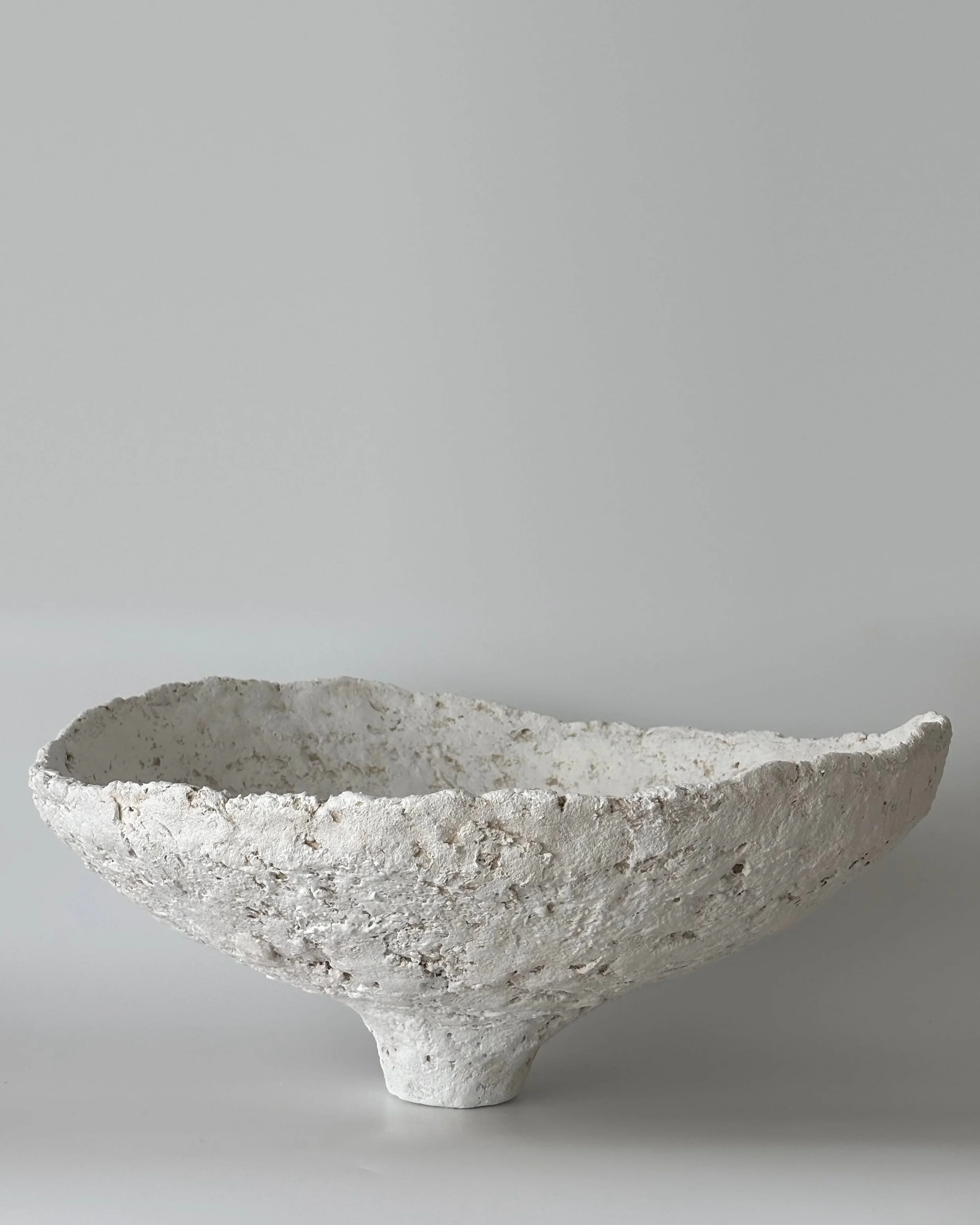 Wide Bowl N.32, handmade paper clay bowl, front view. Papier Atelier London
