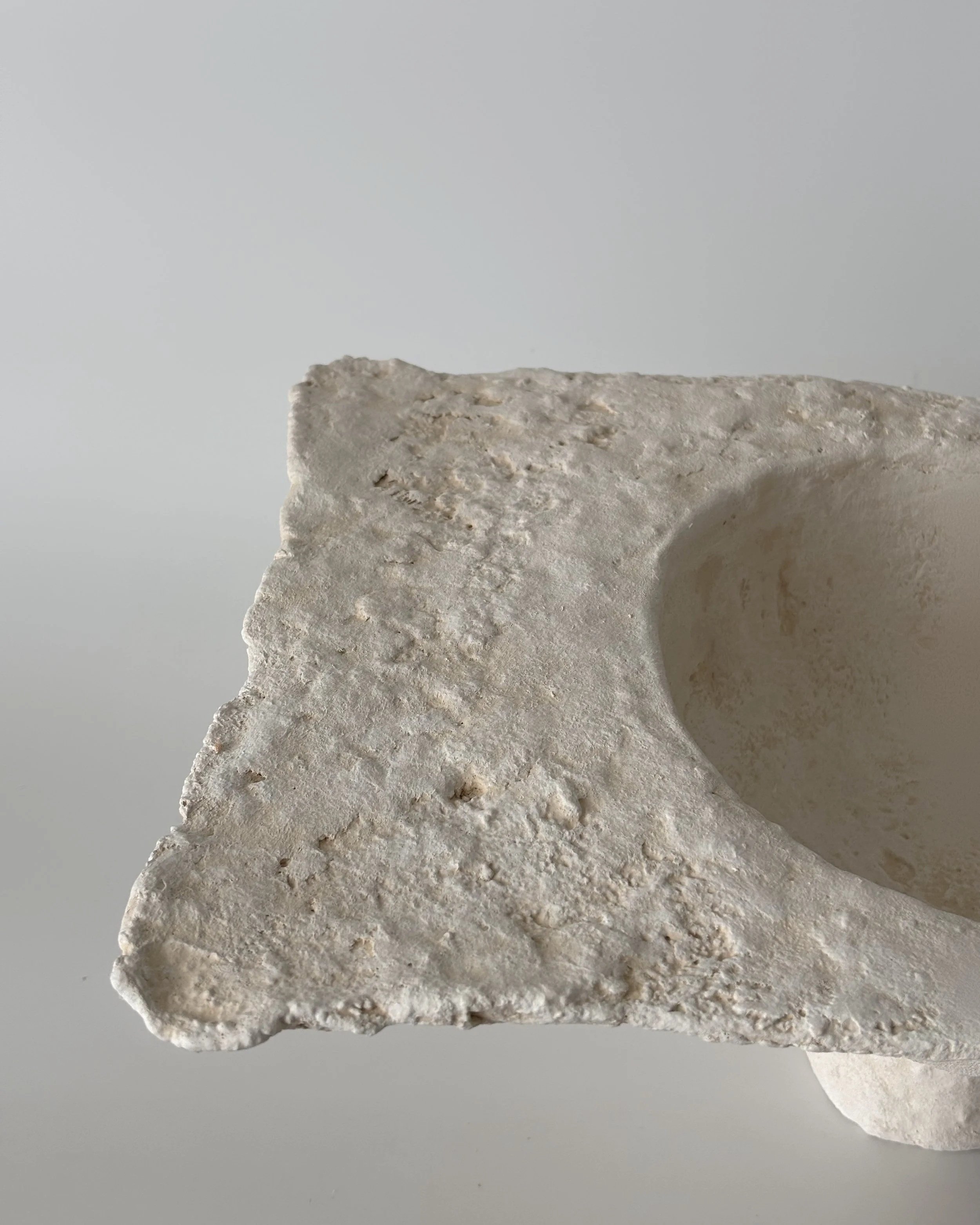 Rectangular Bowl N.36, handmade paper clay bowl, side view. Papier Atelier London