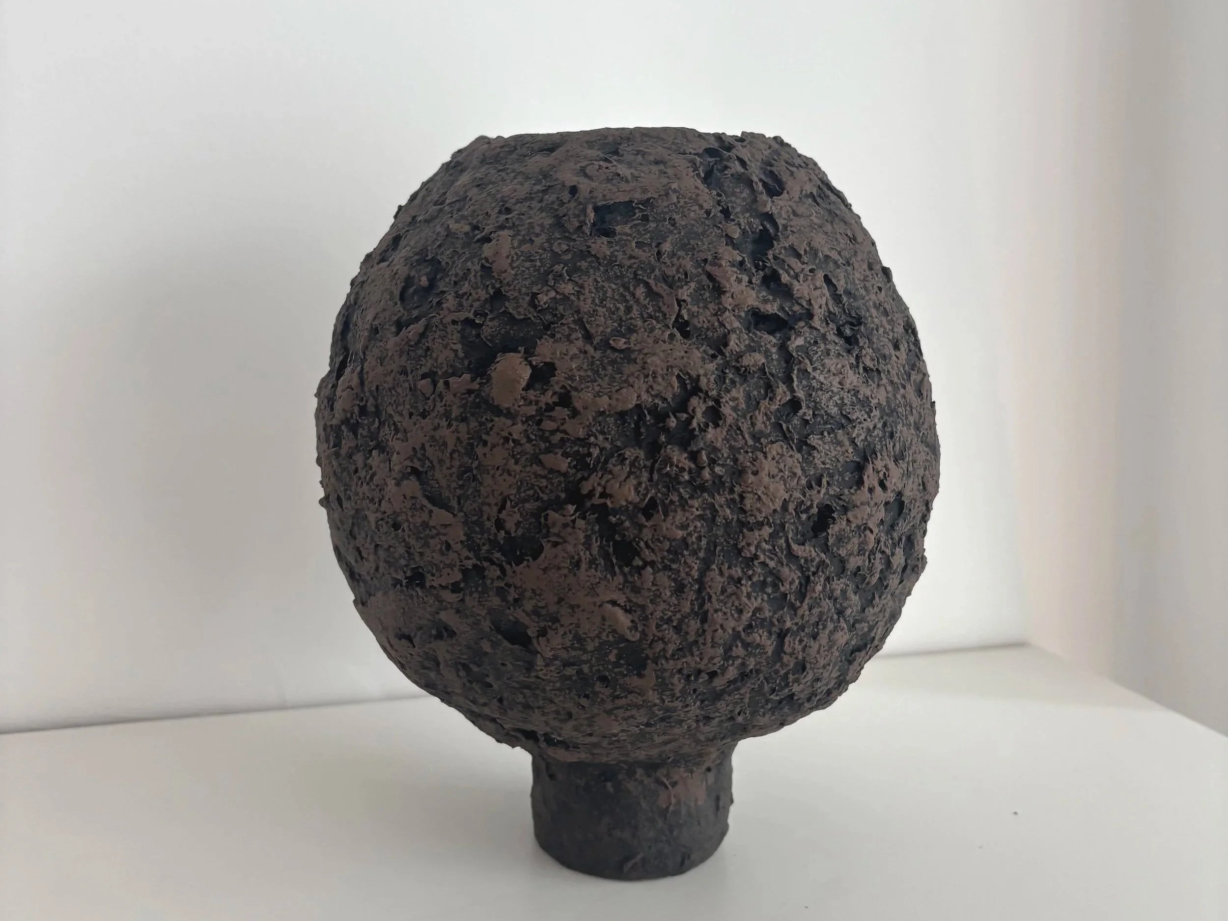 Dark Brown Organic Texture Vase N.55