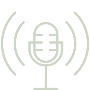 Icon eines Mikrofons mit Schallwellen für Podcast-Format