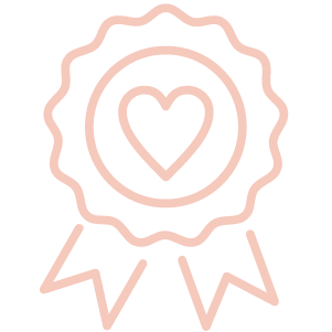 Icon eines Qualitätssiegels mit Herz für dezentes Product Placement