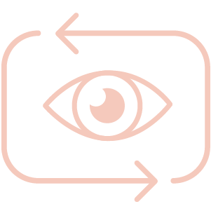 Icon eines Auges mit Pfeilen für Bewegtbild-Integration in Intro und Outro