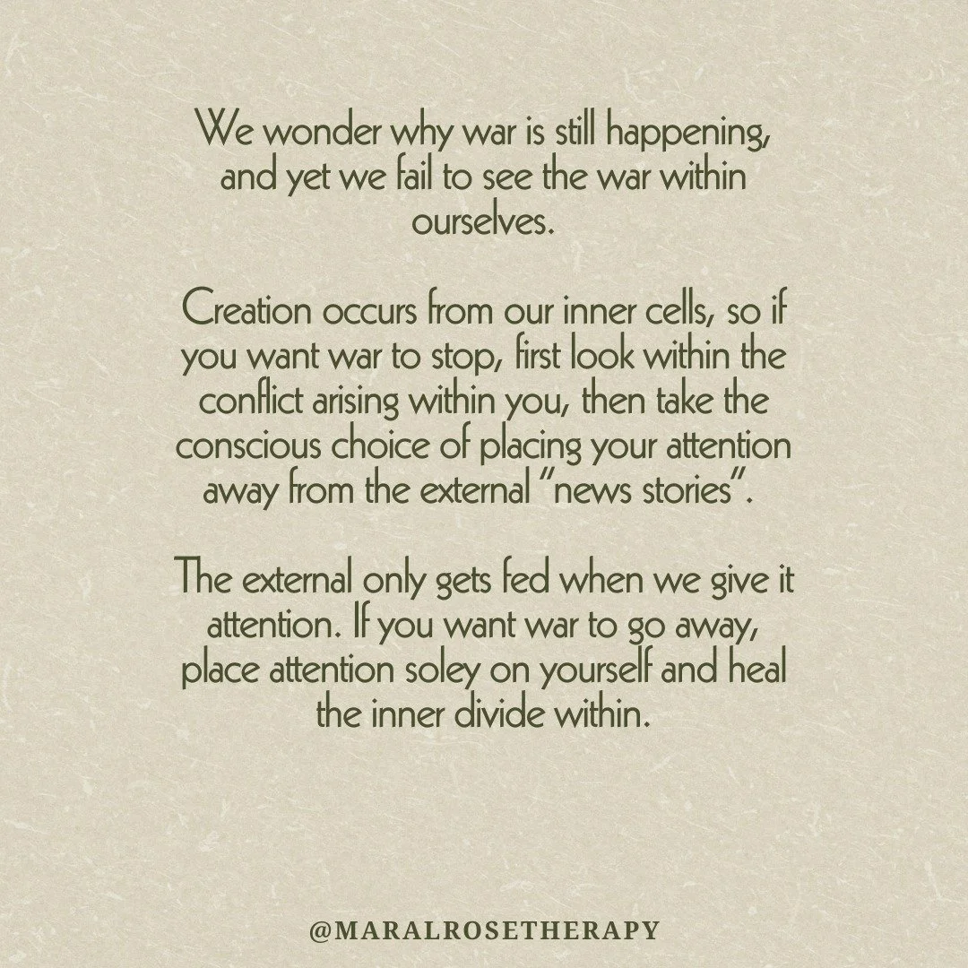 War doesn&rsquo;t just start on battlefields &mdash; it begins in the unseen divide within us.

When we carry conflict inside, we unconsciously keep conflict alive outside. But when we choose to heal the fractured parts of ourselves and create harmon