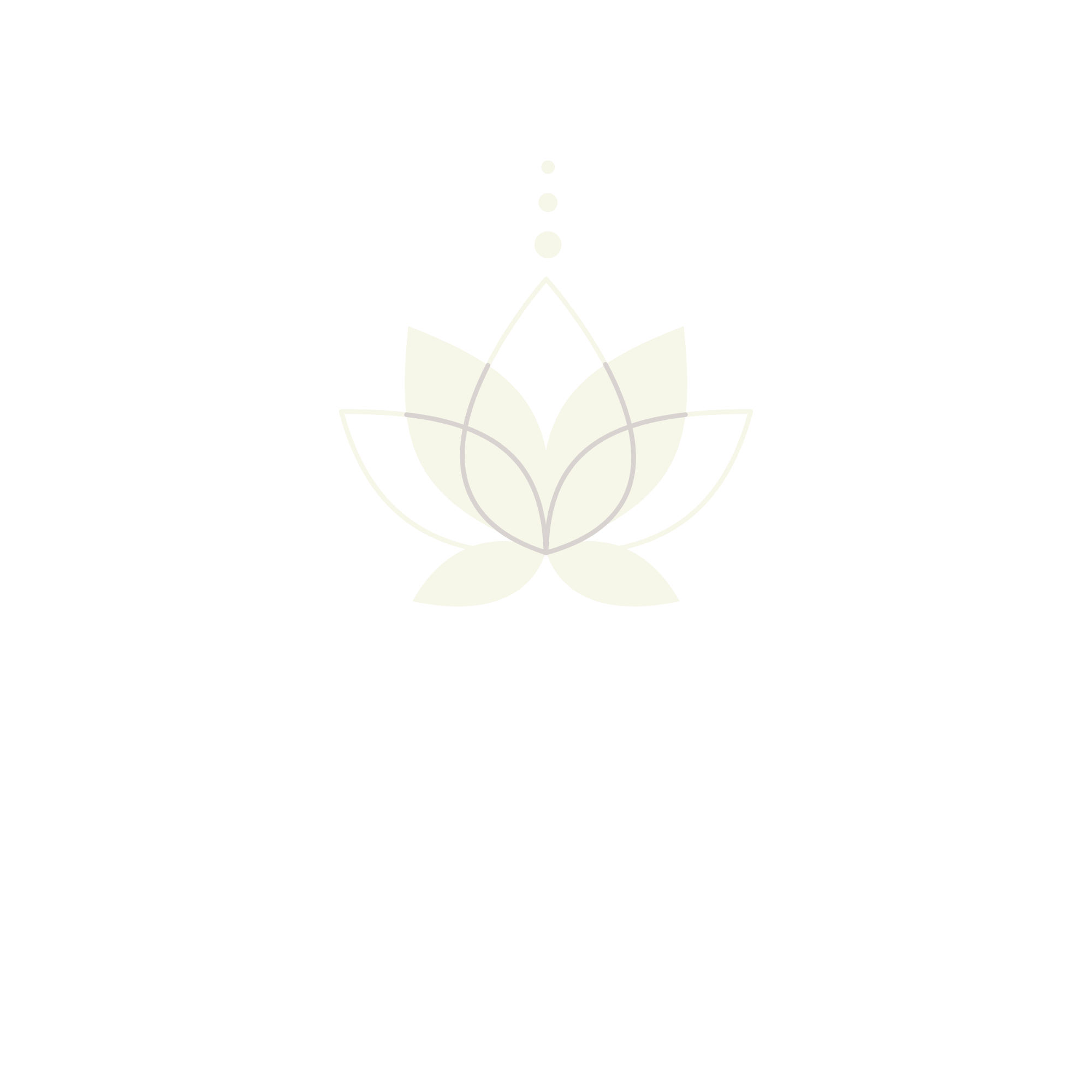Minimalist line drawing of a lotus flower with three small circles above it, on a black background, with the words 'Inner Peace' below.