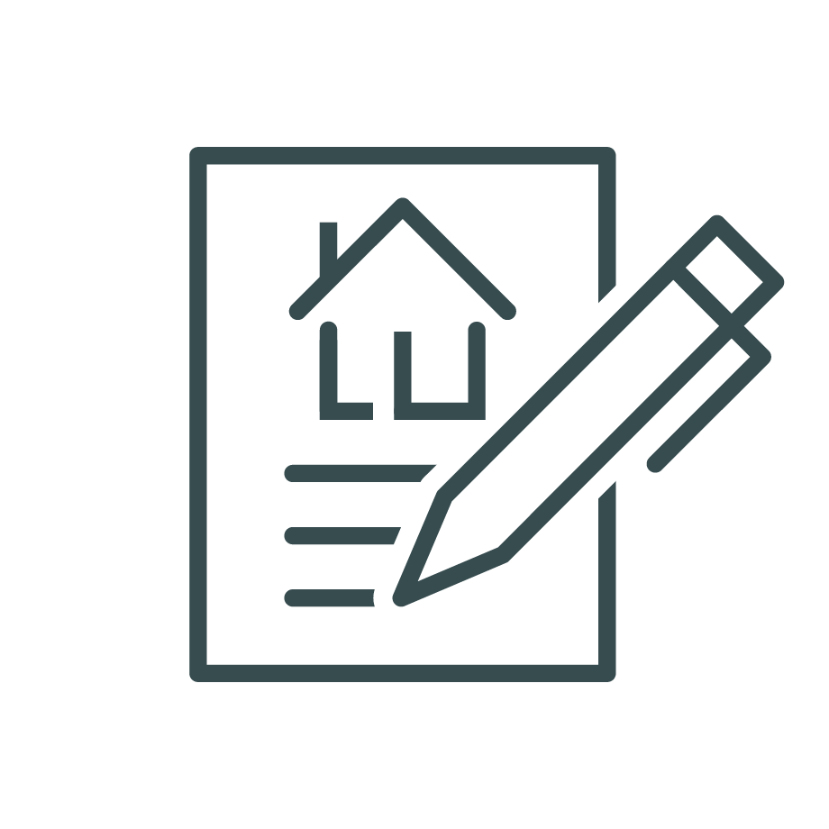 House blueprint with a pencil