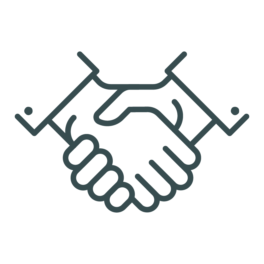 Outline icon of two hands shaking