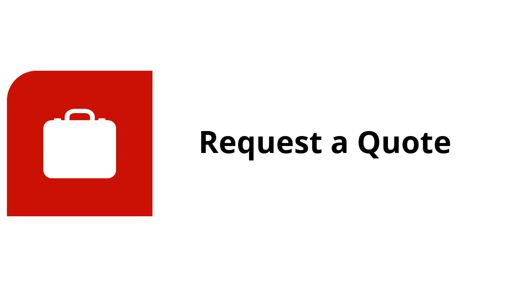 Button with a red section featuring a white briefcase icon and a white section with black text that says "Request a Quote."