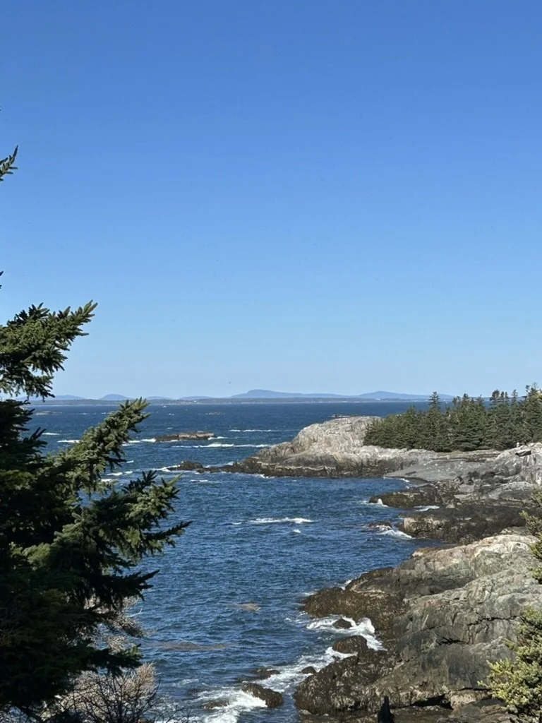 Coastal view from Isle au Haut looking west toward Camden, Maine.