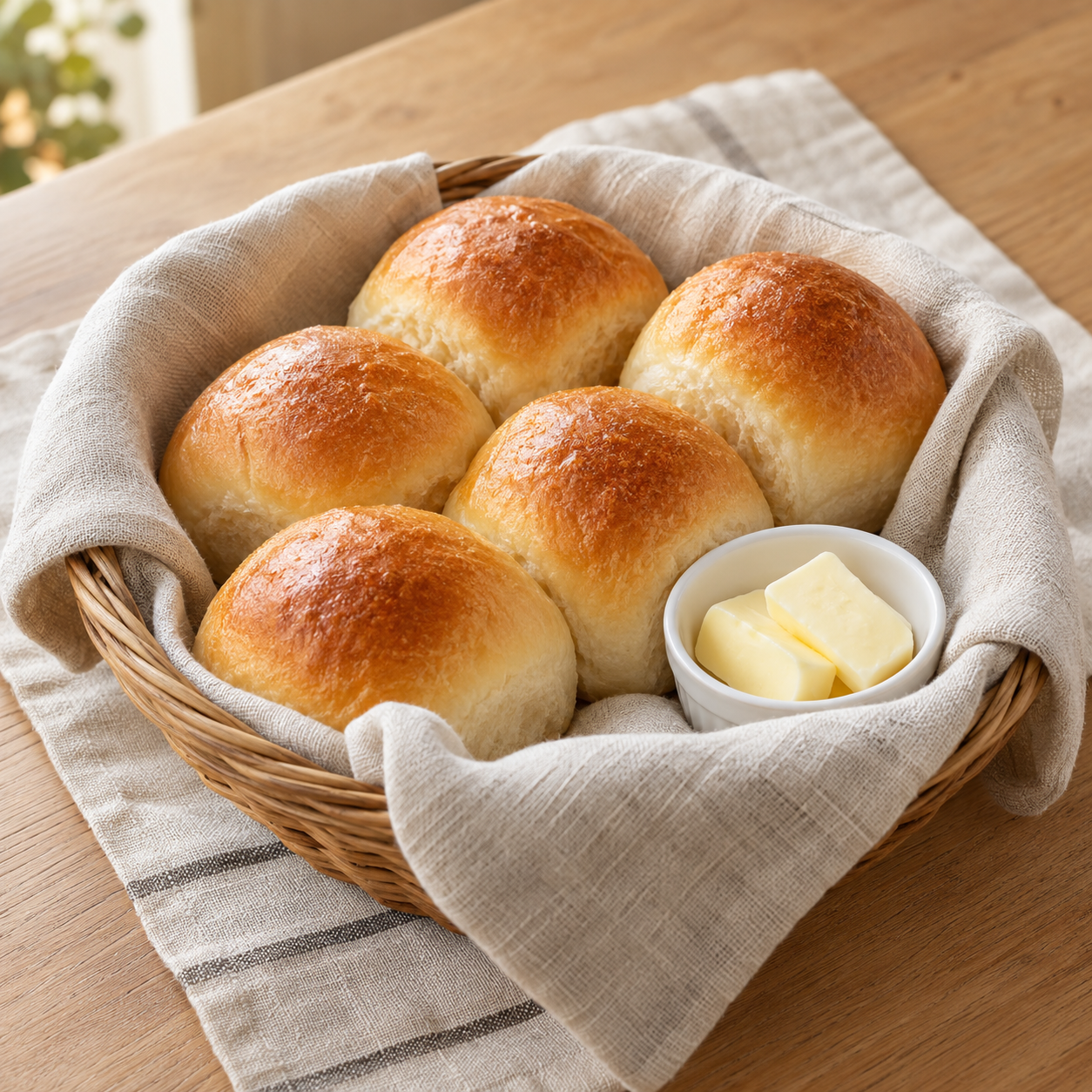 Soft Dinner Rolls & Butter