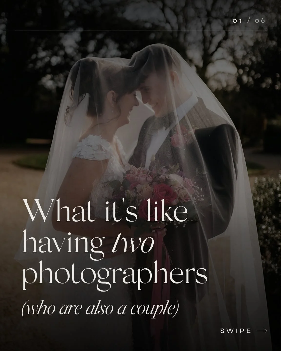 Two of us at every wedding. Never &lsquo;a lead and a second,&rsquo; just both of us shooting the whole day together. These are some of the reasons why working as a couple makes a real difference 🖤